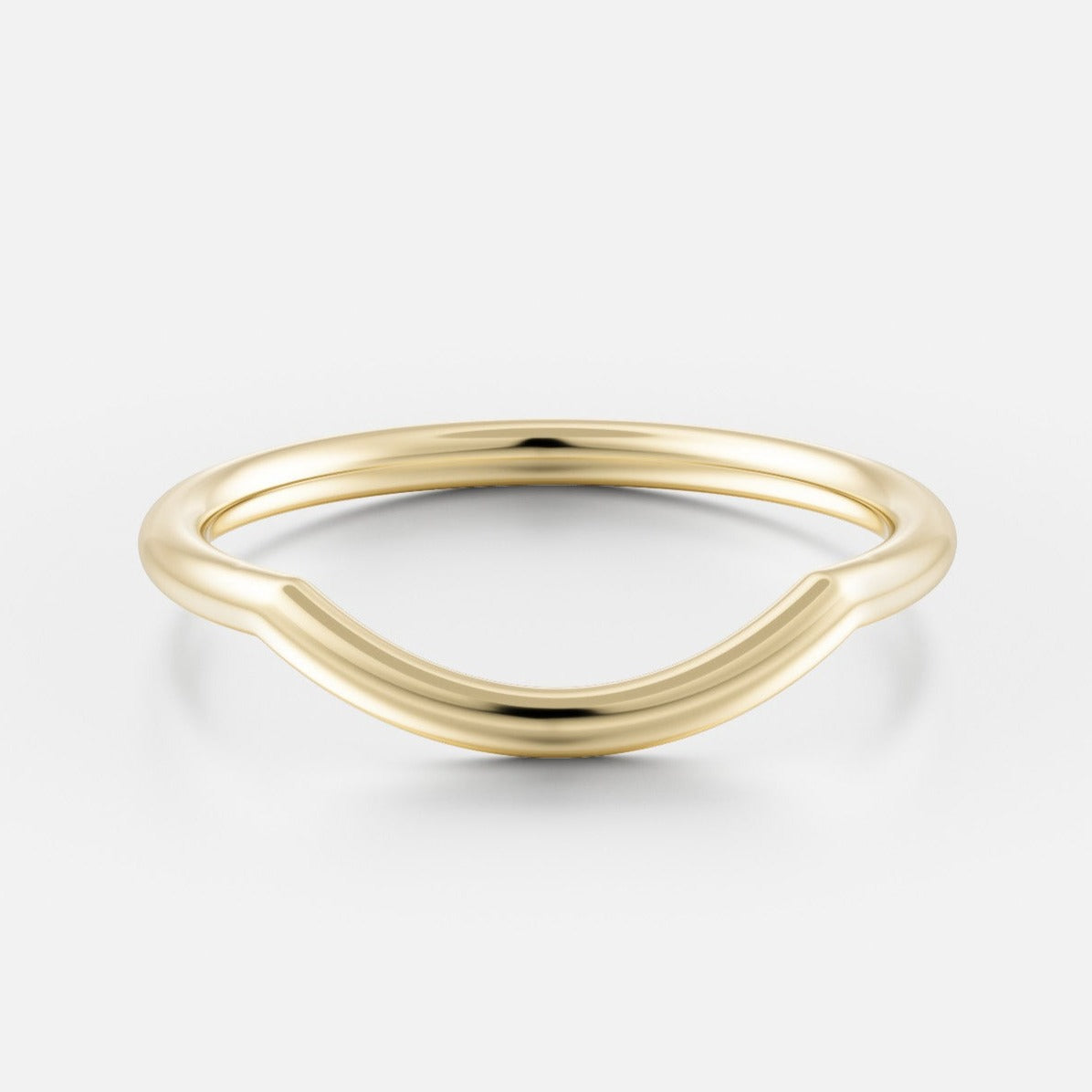 Delicate Rounded Wedding Ring With Curve for stacking with lower set engagement ring in Solid 14 karat yellow gold by SHW fine jewelry