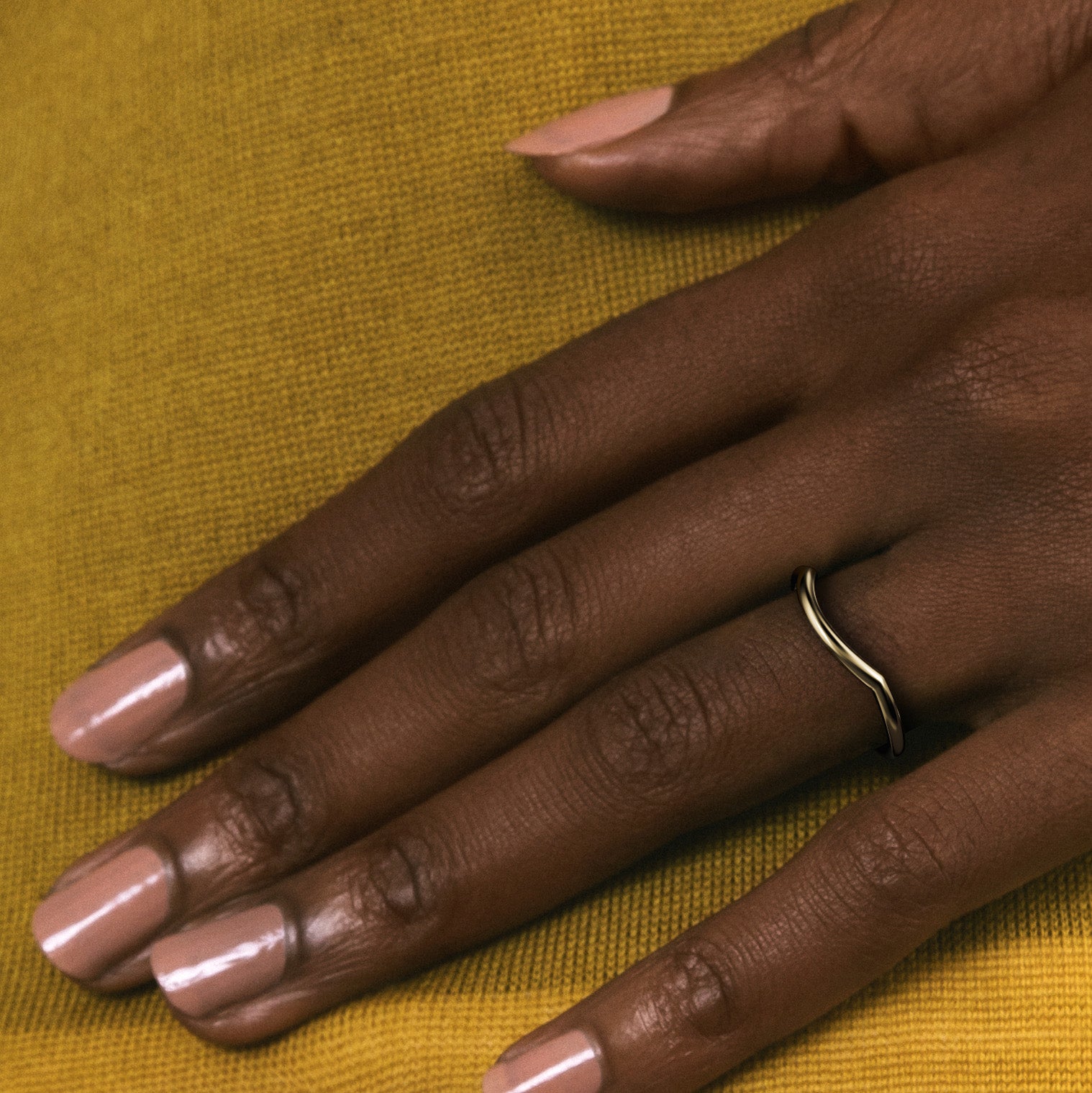 Minimalist Stackable Round Curved Wedding Band with Custom Engraving in Solid 14k 18k yellow gold by SHW coolest fine jewelry store in NYC