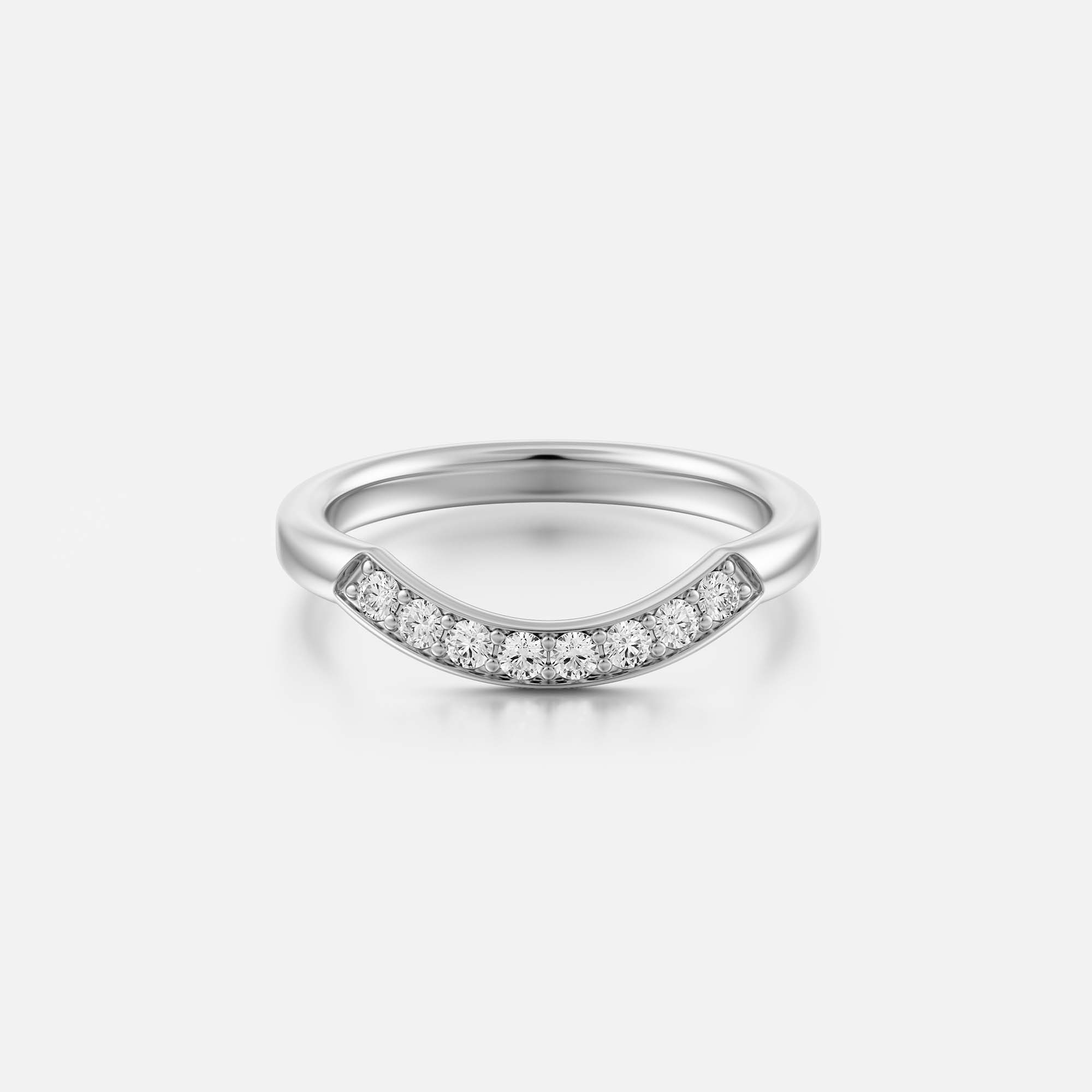 Refined curve-front pavé diamond wedding band, natural or lab-created diamonds 14k 18k gold SHW best jewelry stores NYC