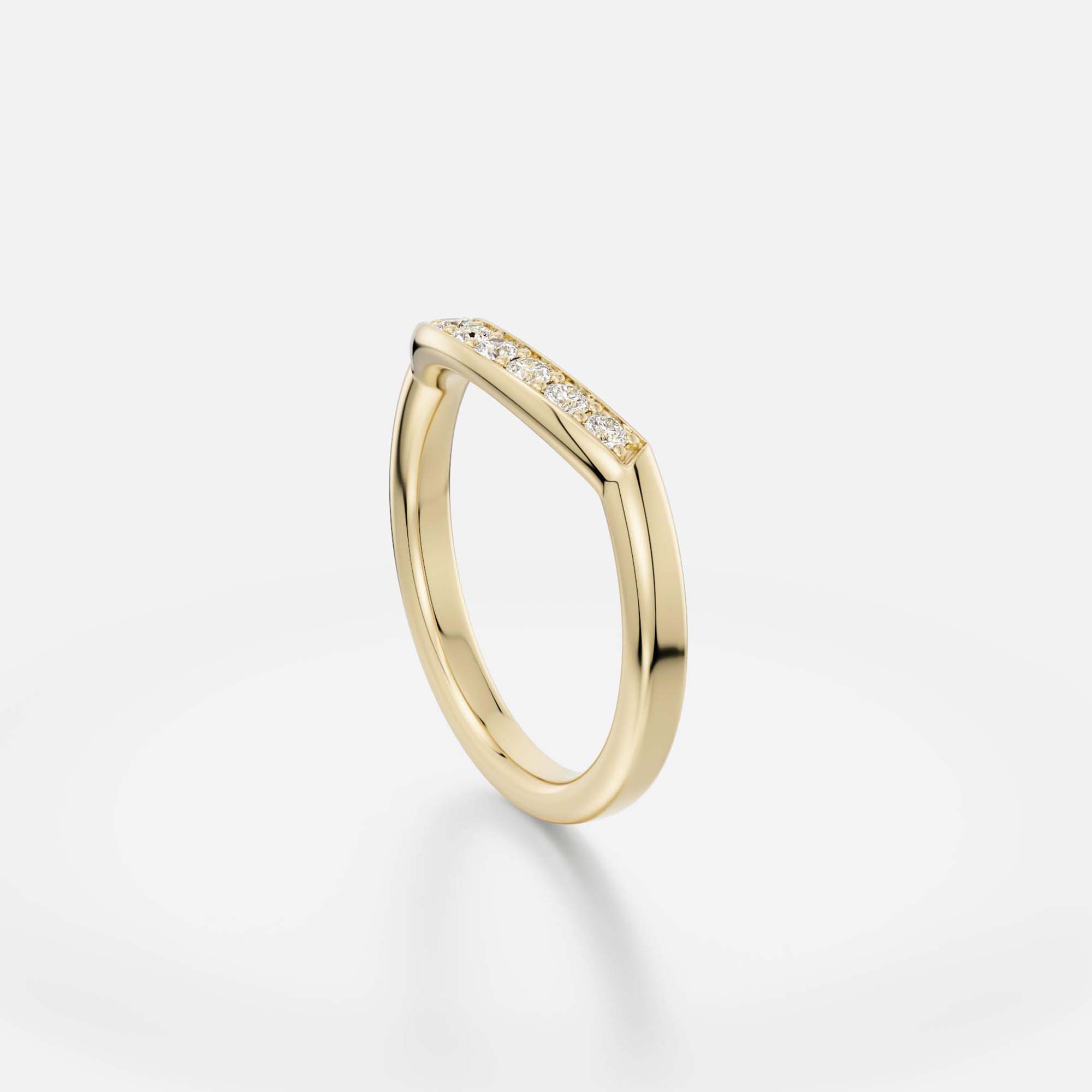 Minimal round band ring with curved pavé diamond front, lab-grown or natural diamonds 14k 18k platinum SHW fine jewelry NYC