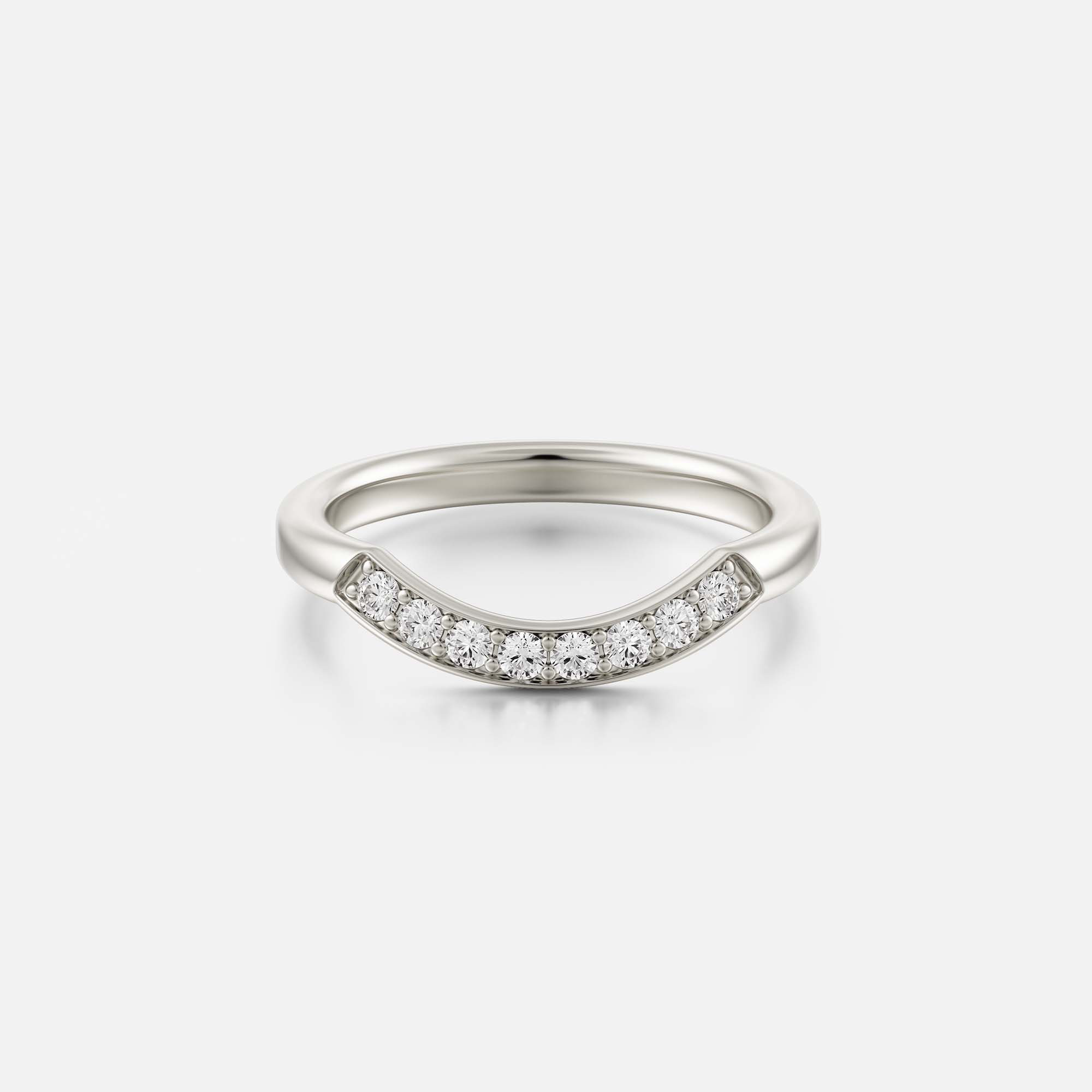 Elegant curved front wedding band with lab-made or mined diamonds 14k 18k yellow white rose gold SHW Jewelry Stores nearby NYC NJ