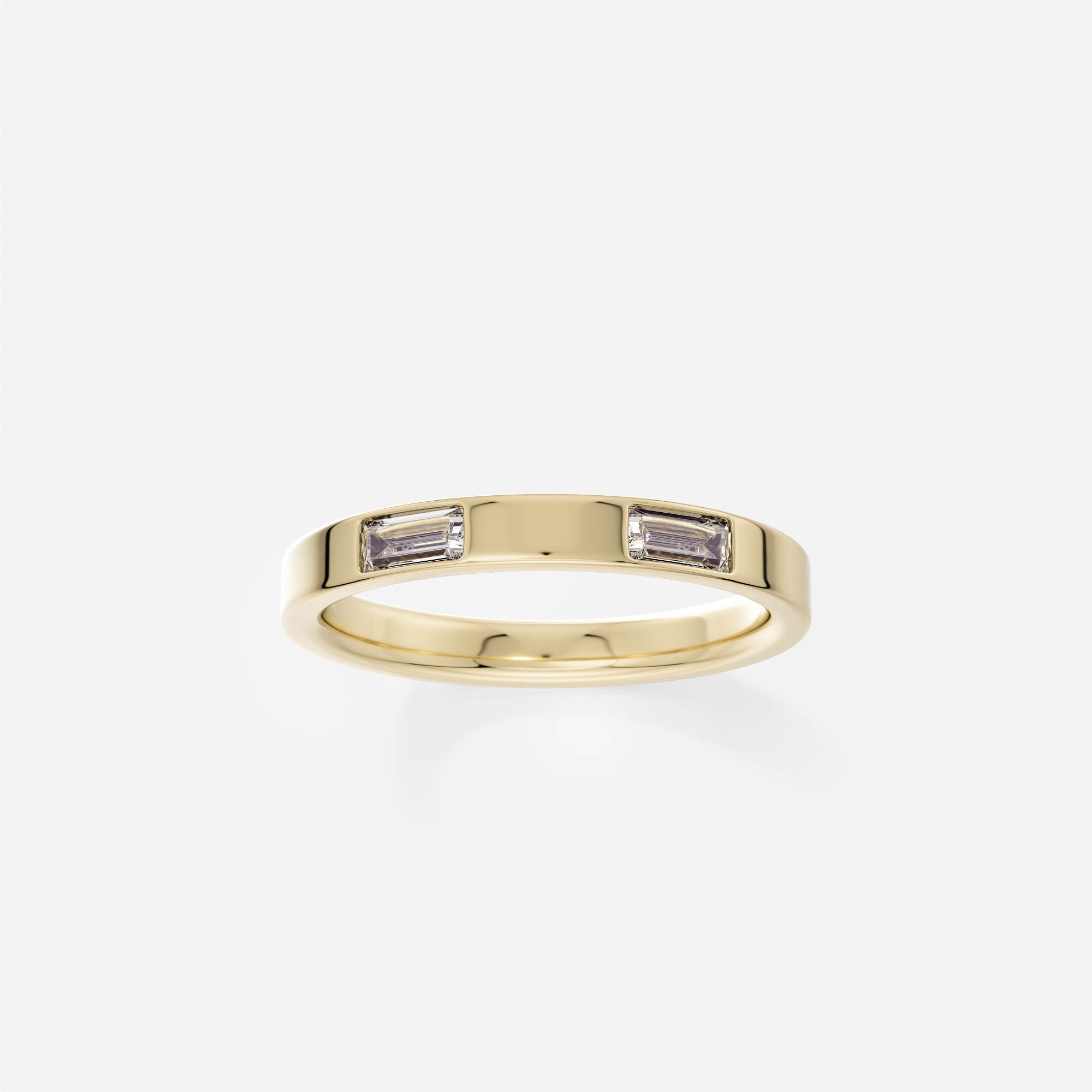 Unique Wedding Band with two baguette-cut natural mined white diamonds in solid 14k 18k gold by SHW famous fine jewelry store in NYC nearby