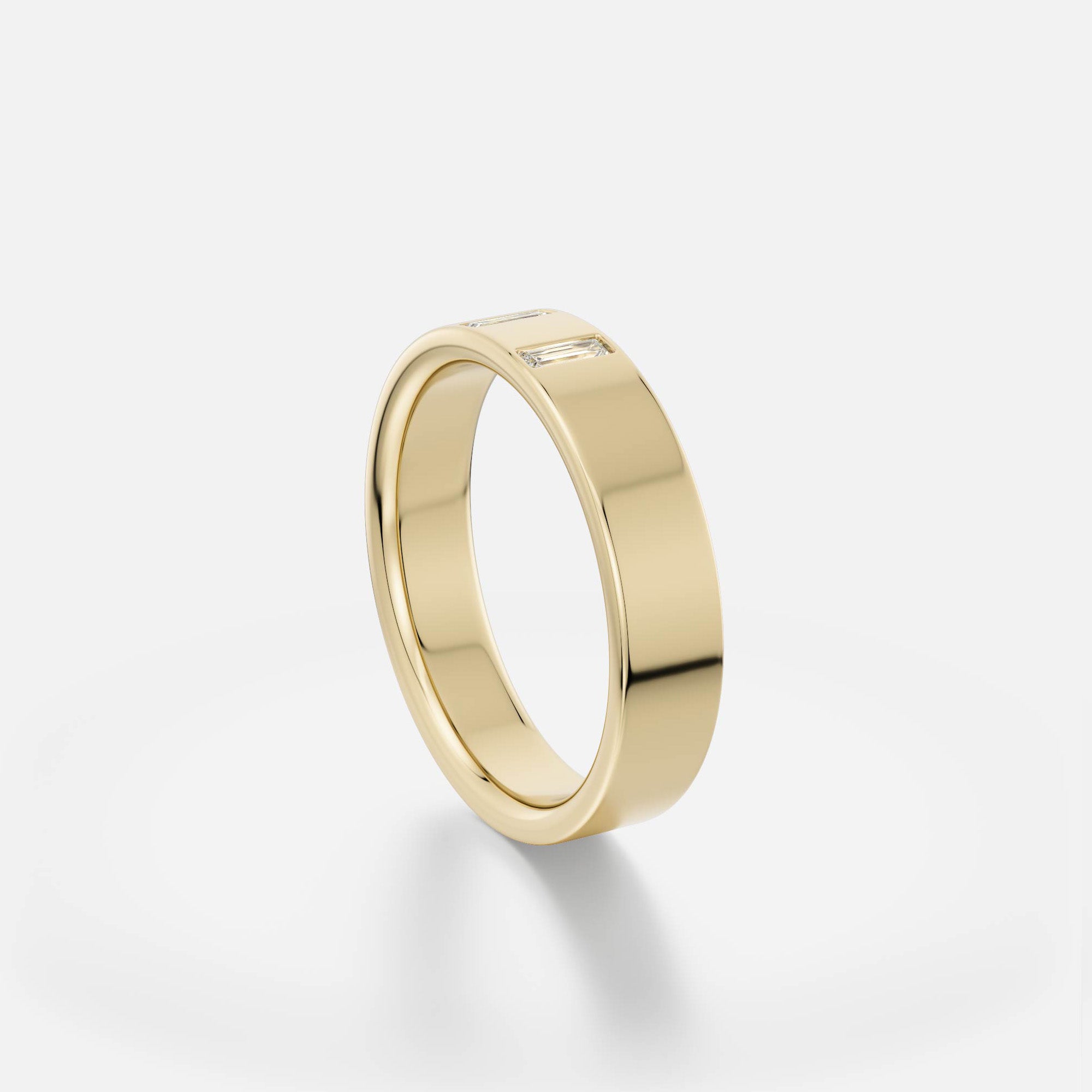 Modern Stylish Wedding Ring For Men Women Baguette sustainable mined white diamonds on band in solid 14k or 18k gold by SHW fine jewelry NYC