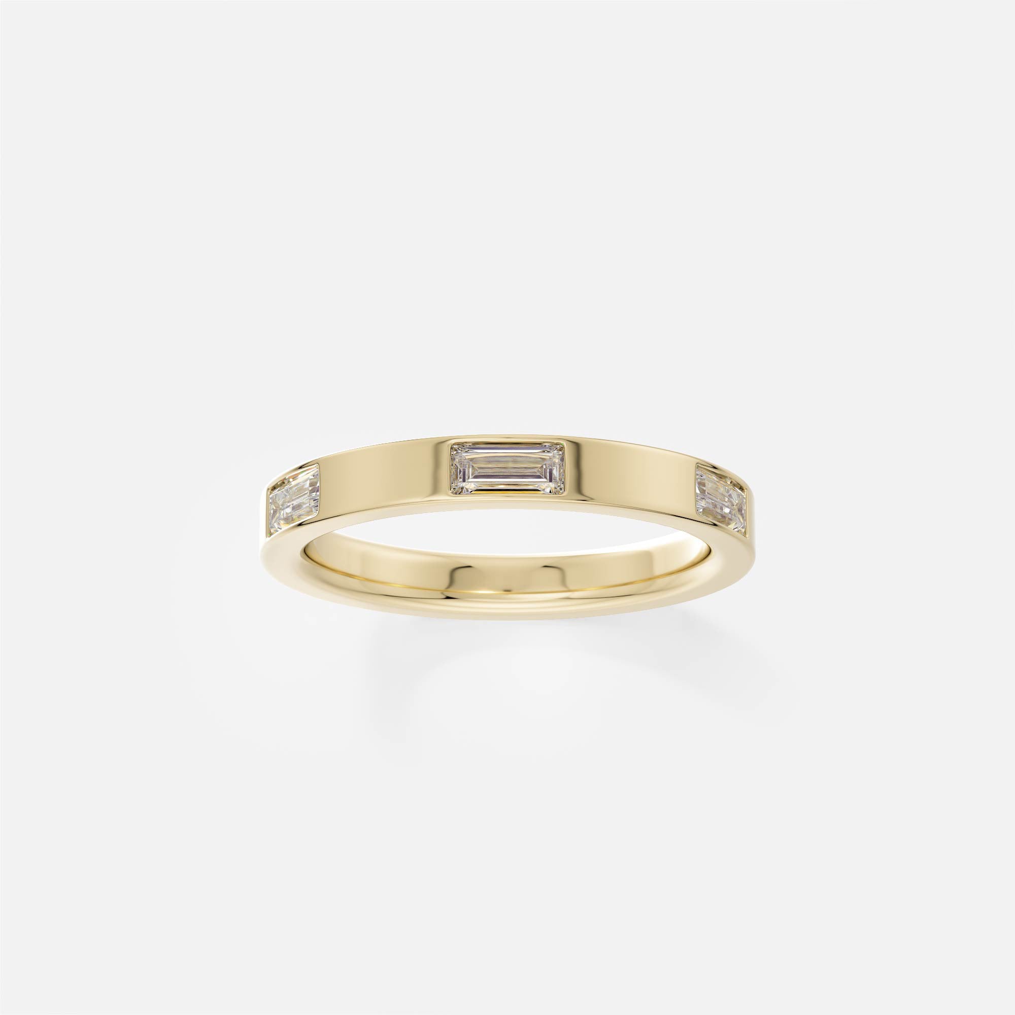 Unique Wedding Band with eternity baguette-cut natural white diamonds in solid 14k or 18k gold by SHW famous fine jewelry store in NYC nearby