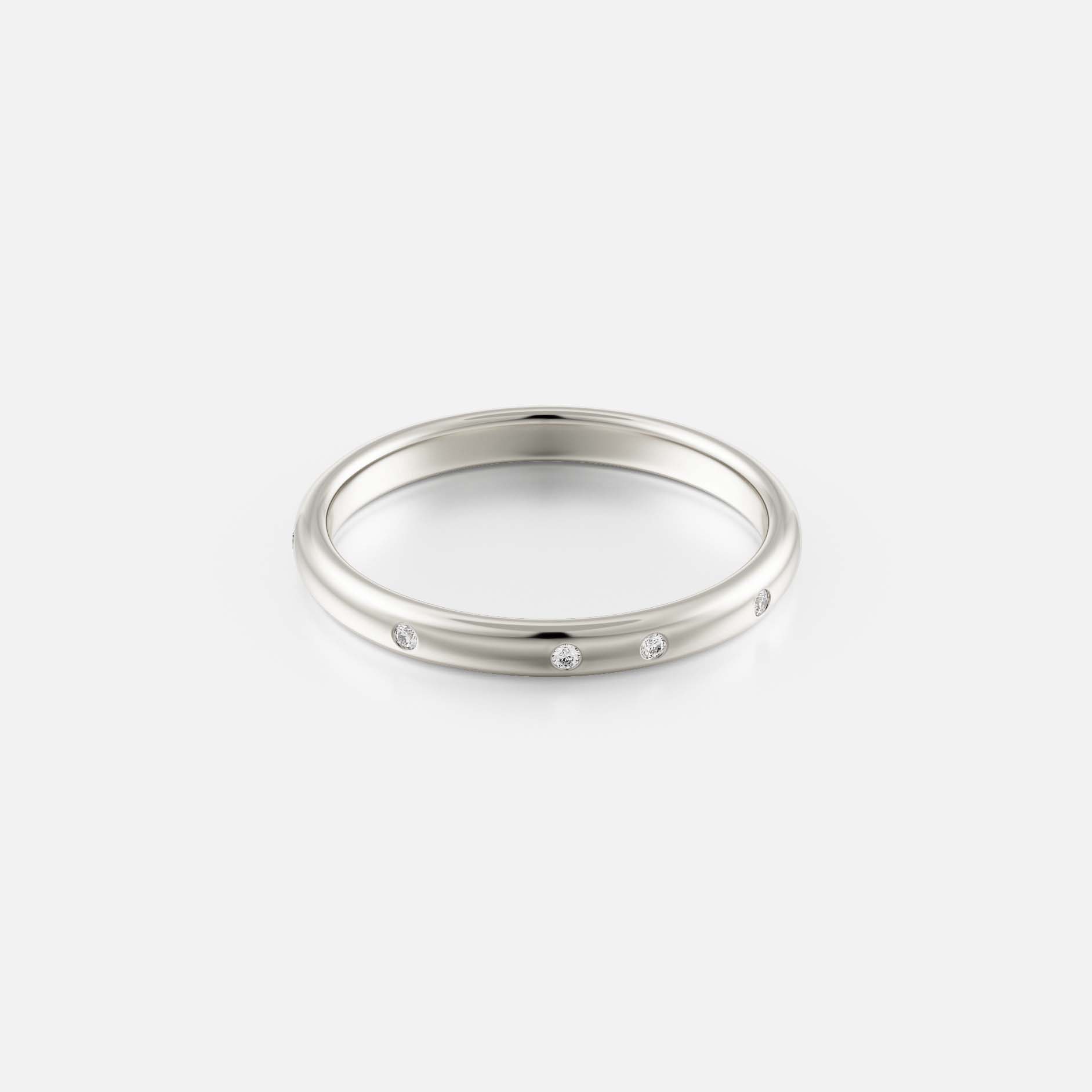 Simple minimal wedding band with small round diamonds, elegant domed profile 14k 18k gold SHW Best Jewelry Stores Manhattan NYC