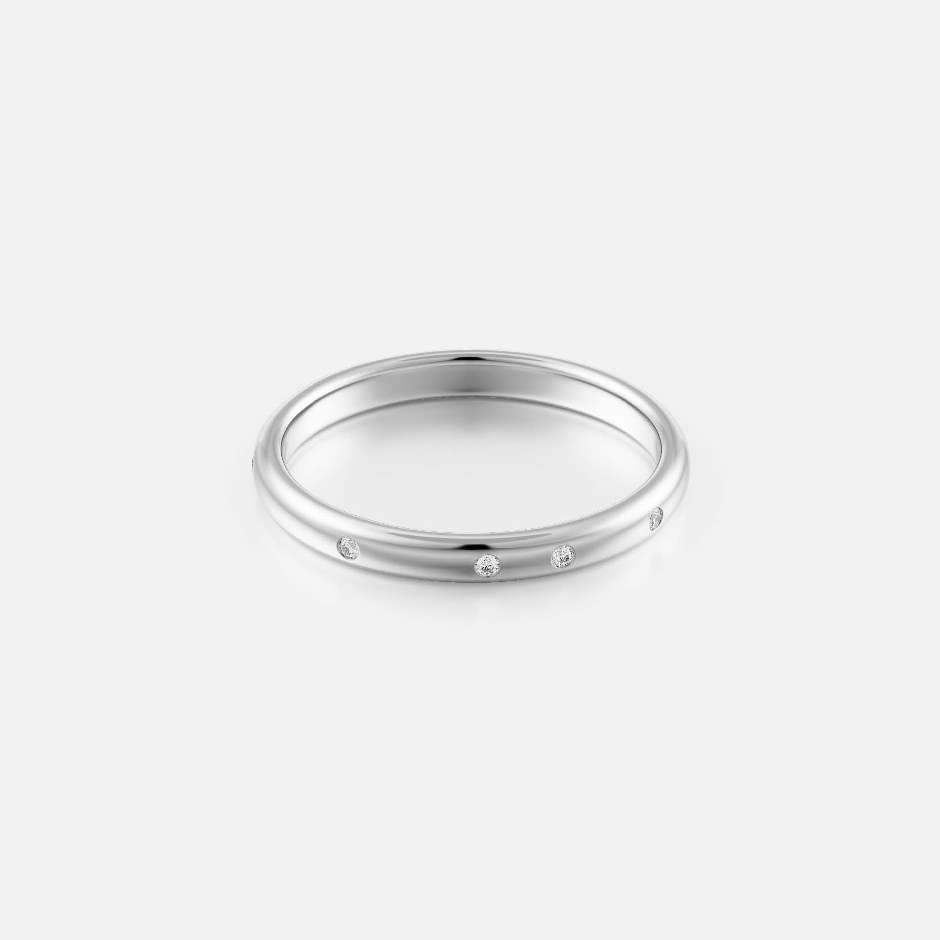 Refined minimalist domed band with tiny round diamonds, subtle elegance 14k 18k gold SHW coolest fine jewelry store