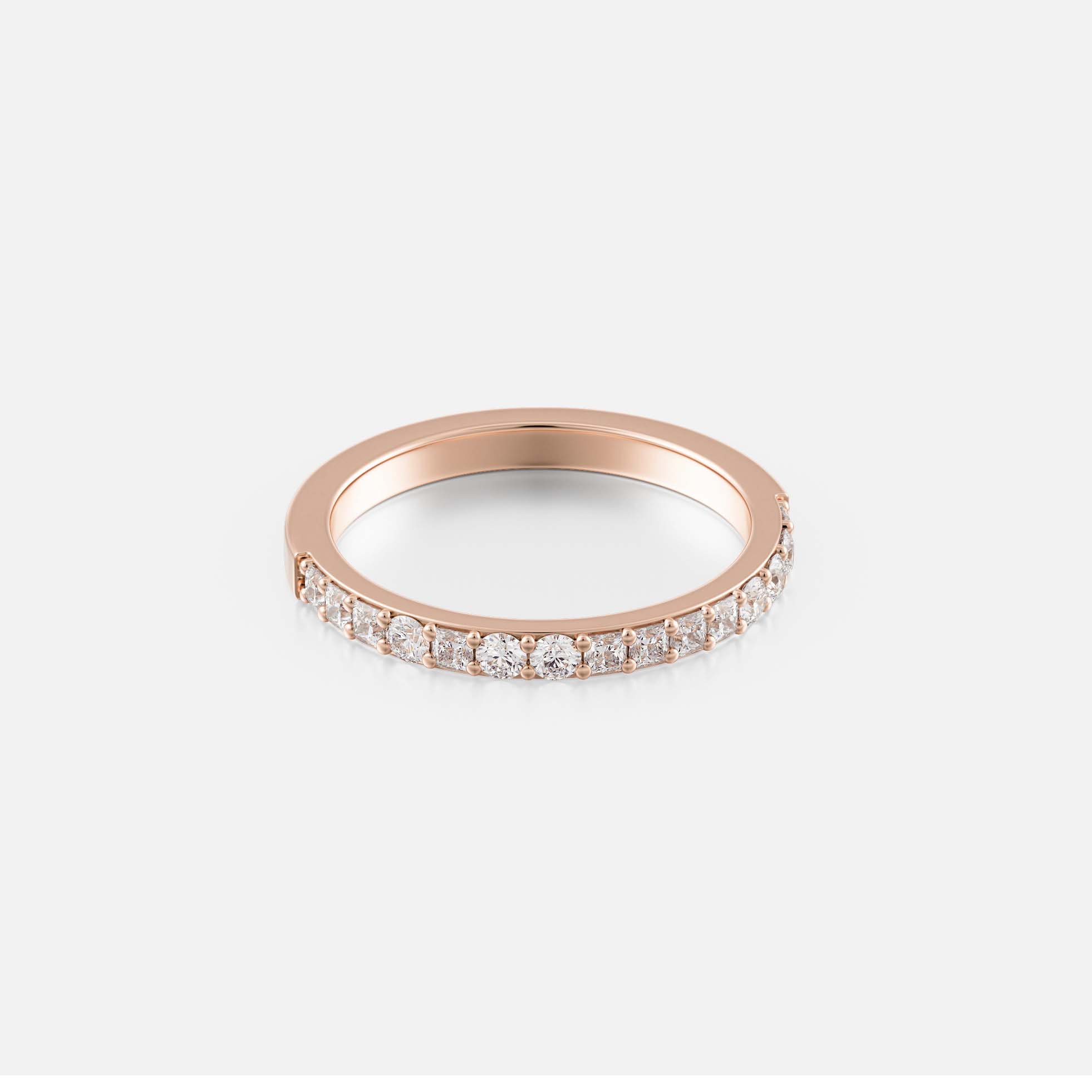 Elegant diamond eternity band with round princess diamonds, man-made and natural options, 14k 18k gold SHW fine jewelry