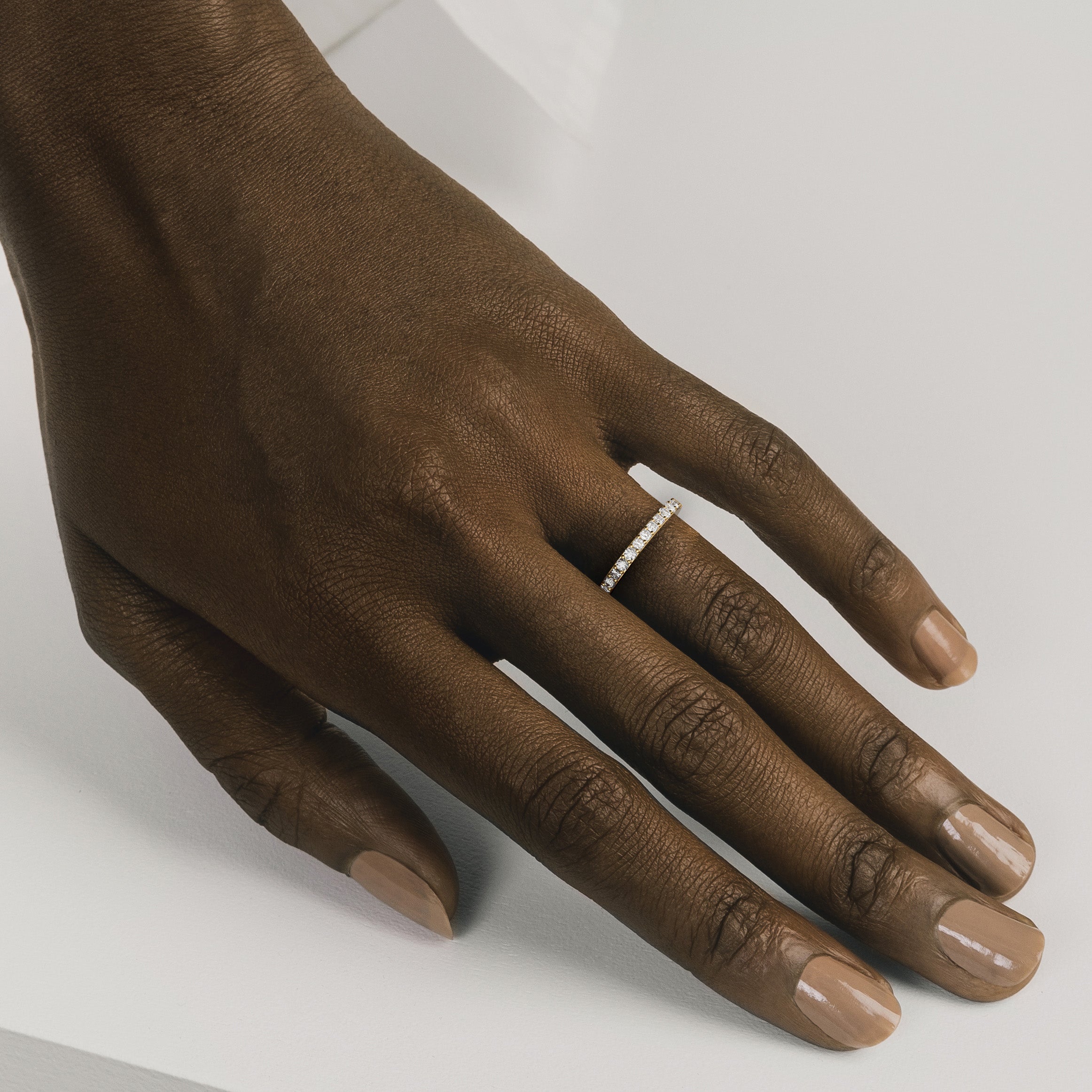 Timeless eternity band with round and princess diamonds, sustainable lab-created natural diamonds 14k 18k yellow white rose gold SHW jewelry NYC