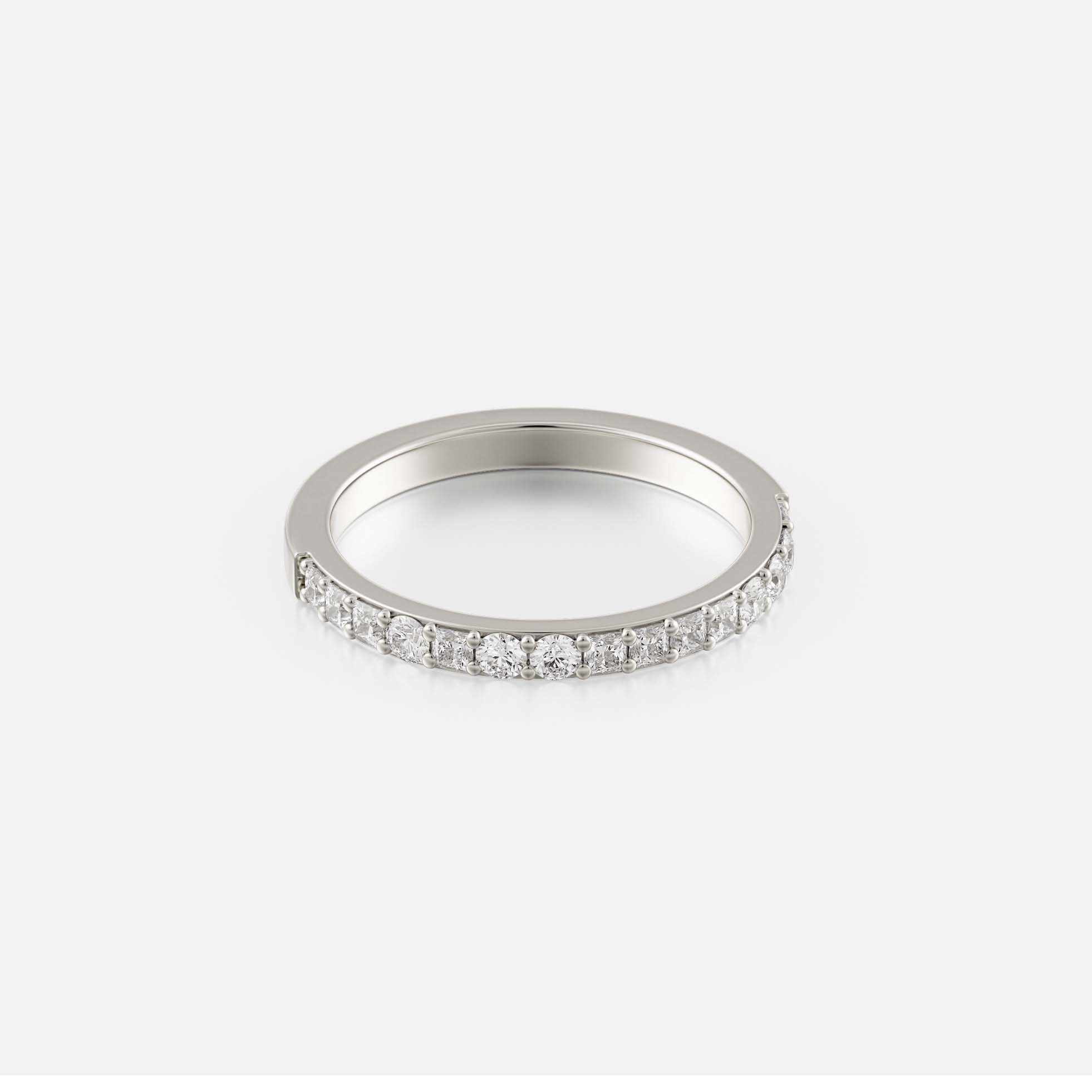 Thin eternity ring with responsibly sourced round princess diamonds, ethically made 14k 18k gold SHW Jewelry Stores nearby NYC NJ