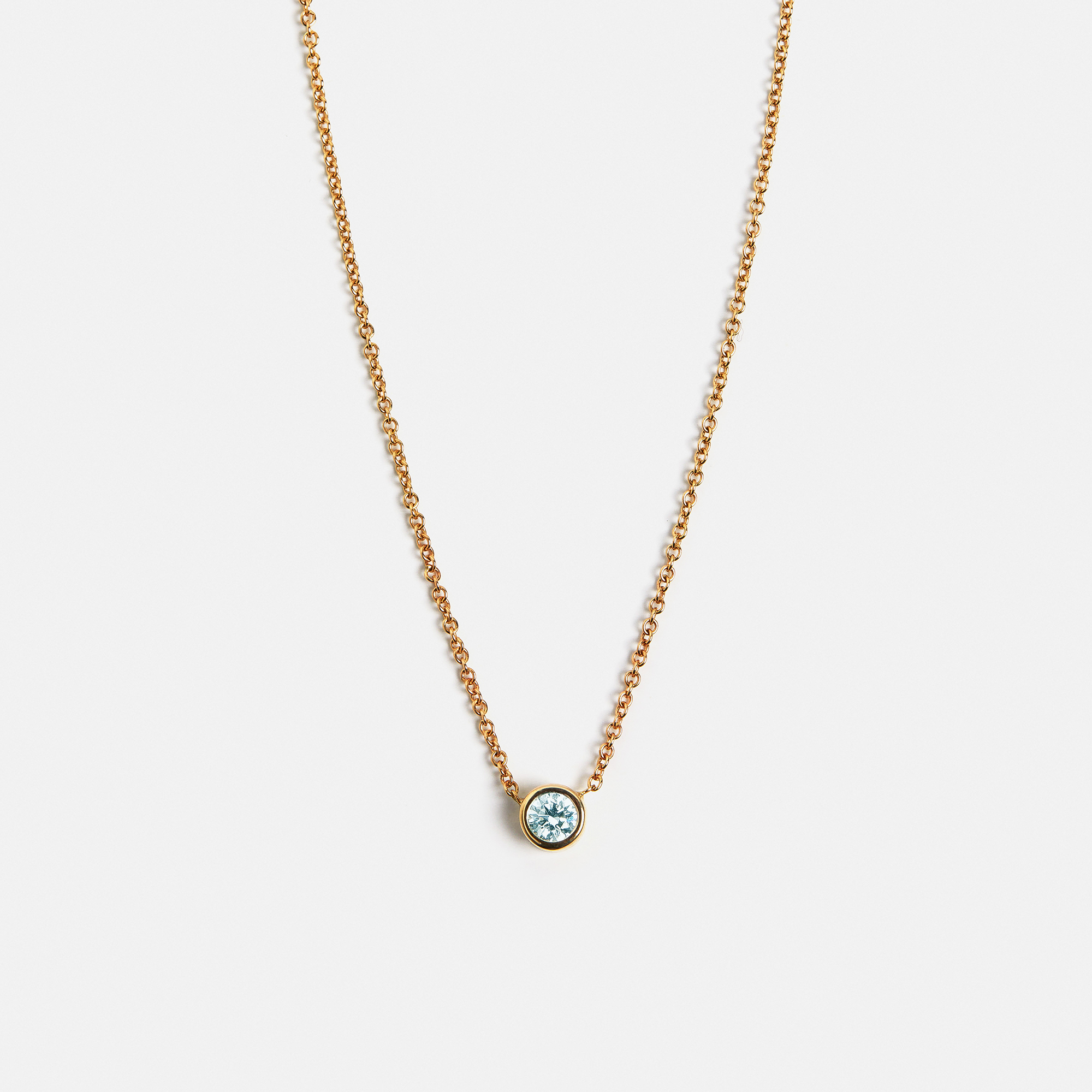 Minimalist necklace with round peridot, August birthstone set in 14k or 18k yellow white or rose gold by SHW fine jewelry NYC