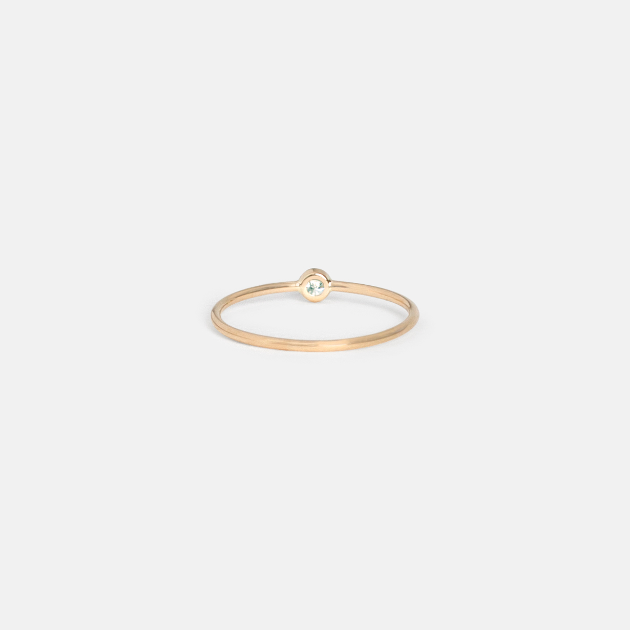 Cool stackable aquamarine ring round March birthstone dainty gold band in yellow rose or white SHW jewelry NYC