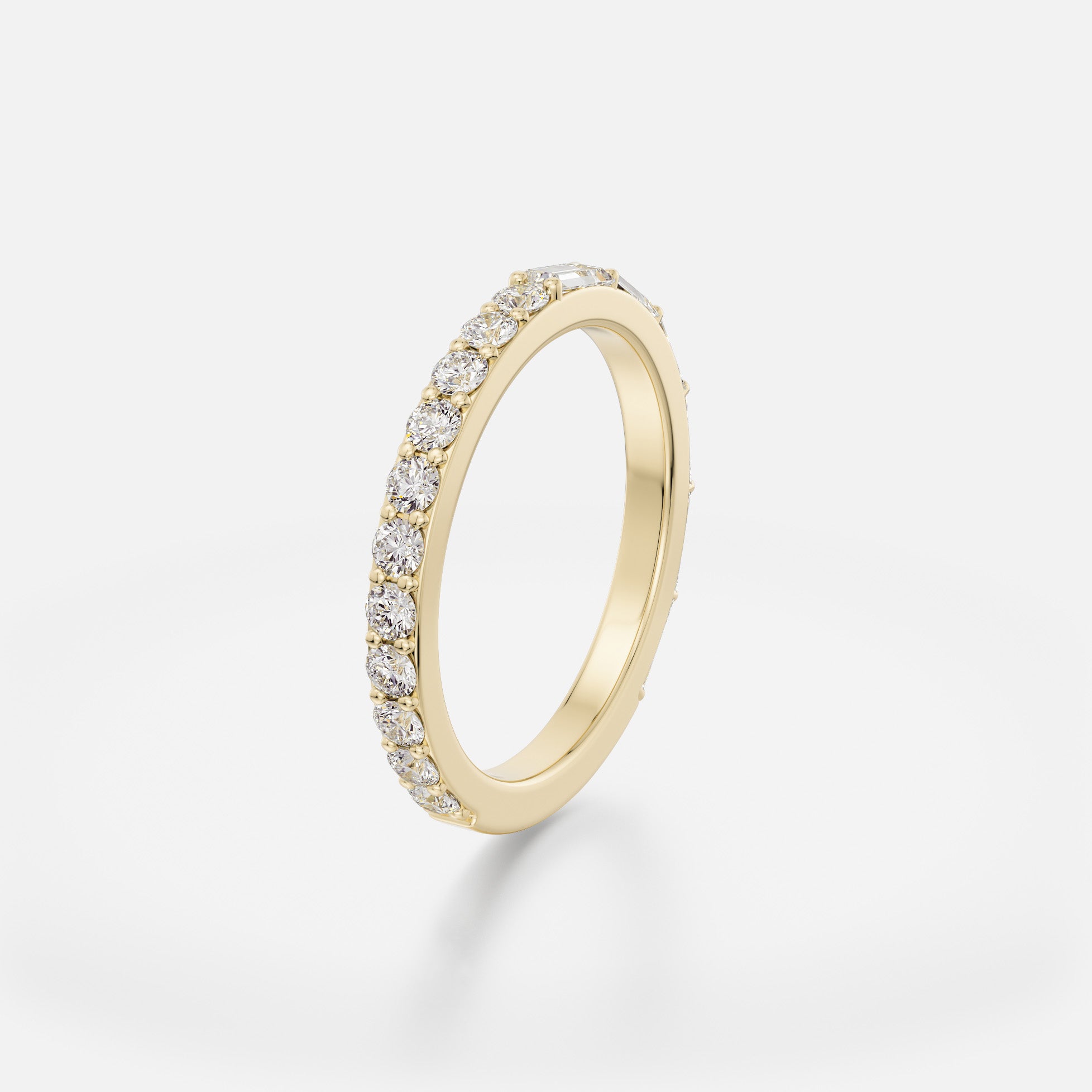 Minimalist eternity band with baguette and round cut diamonds for stacking, lab-created natural diamonds 14k 18k platinum SHW fine jewelry NYC