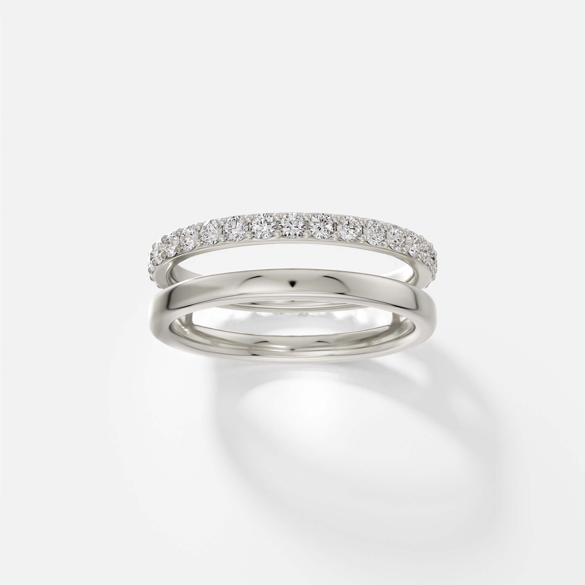 Sleek double row wedding band with pavé diamonds in 14k 18k gold SHW Best Jewelry Stores Manhattan NYC