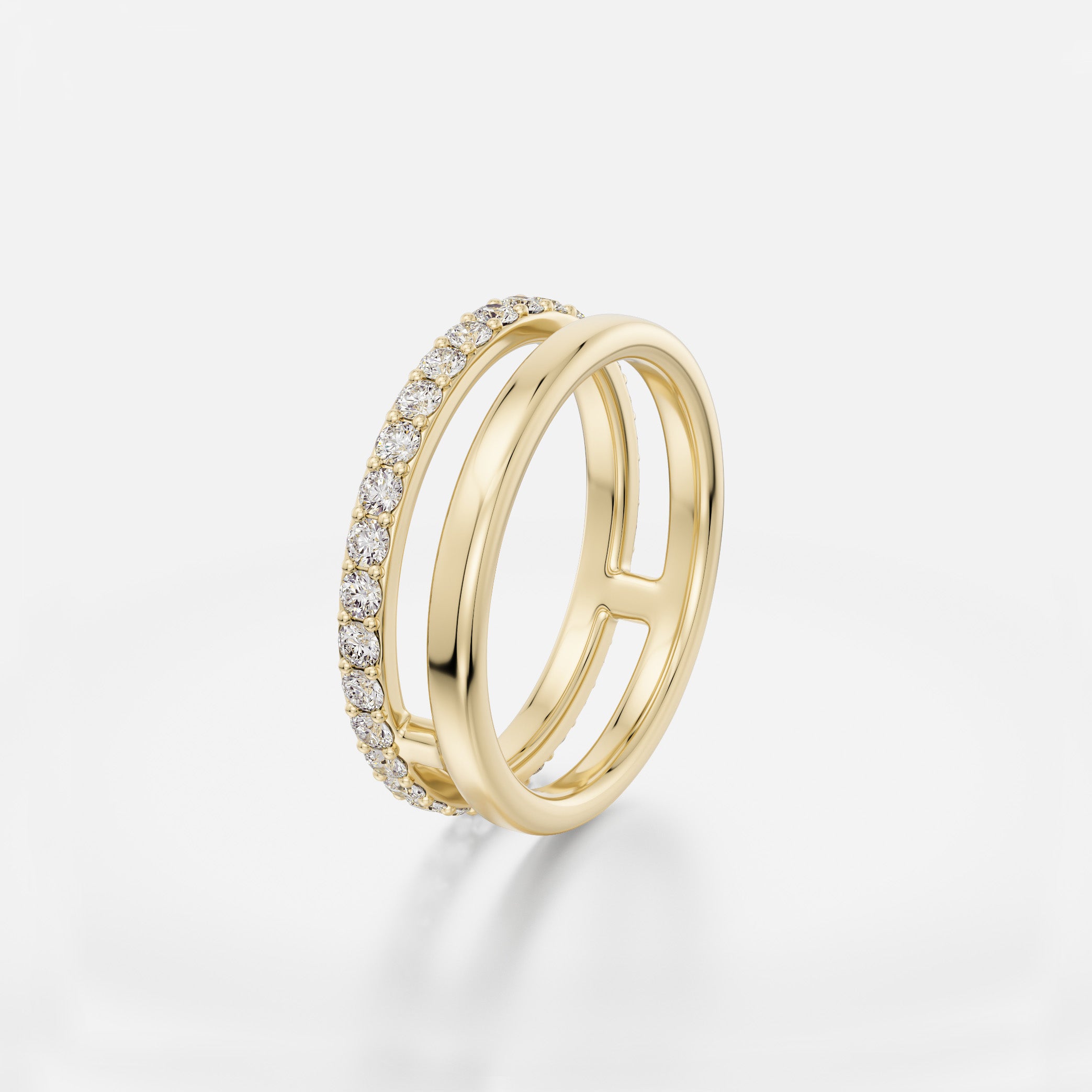 Minimalist stacking wedding band with diamonds in 14k 18k platinum SHW fine jewelry New York City