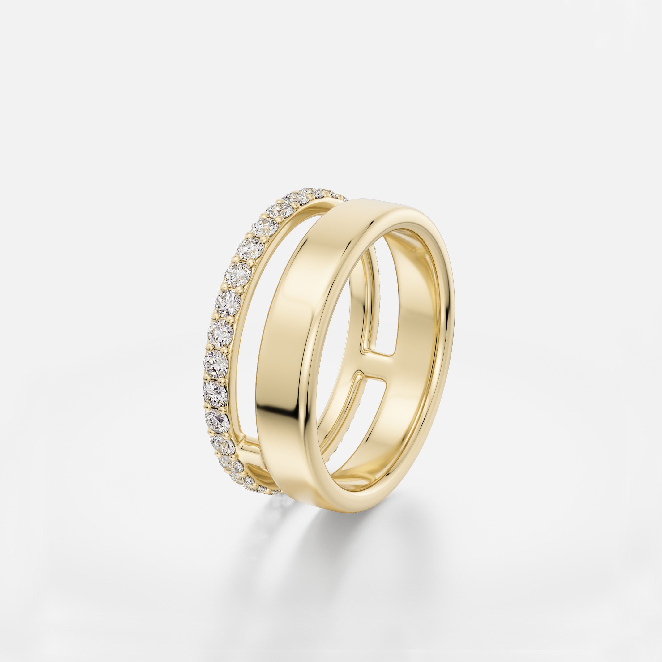 Minimalist stacking wedding band with diamonds for men women unisex in 14k 18k platinum SHW fine jewelry New York City