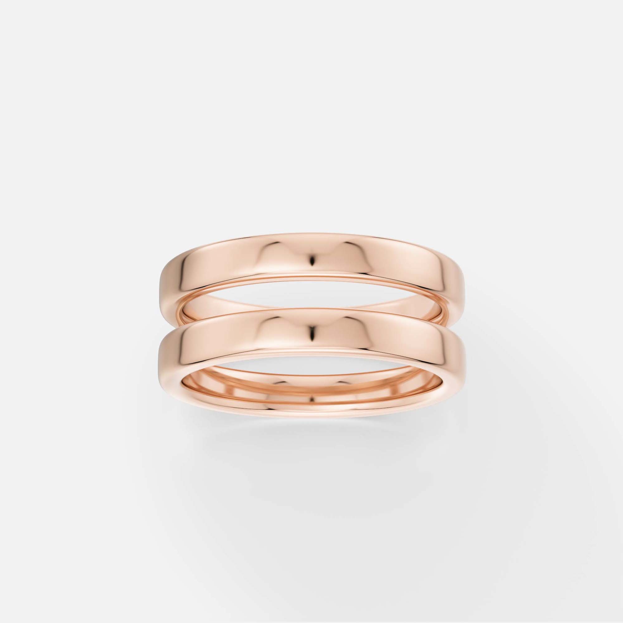 Modern sculptural ring with double band form and flat edge 14k 18k gold SHW coolest fine jewelry store