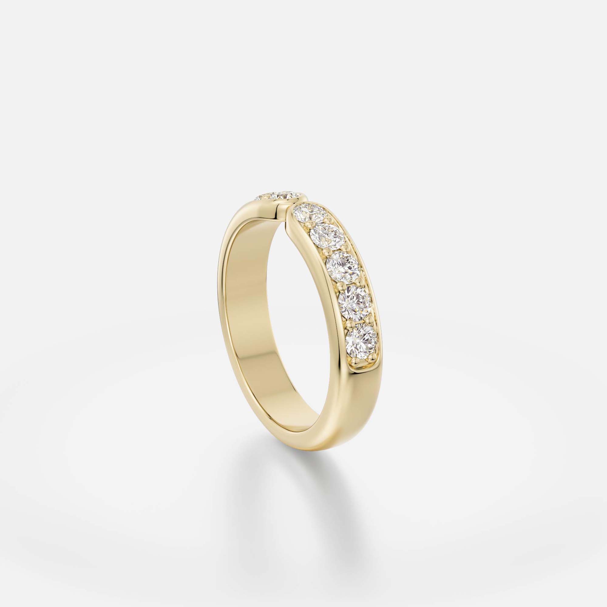 Modern pavé wedding band with sculptural front accent, stackable style 14k 18k platinum SHW fine jewelry NYC