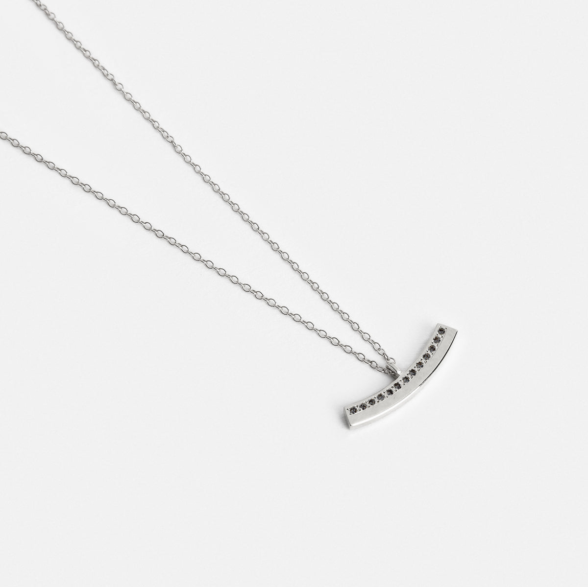 Era Cool Necklace in 14k White Gold set with Black Diamonds By SHW Fine Jewelry NYC