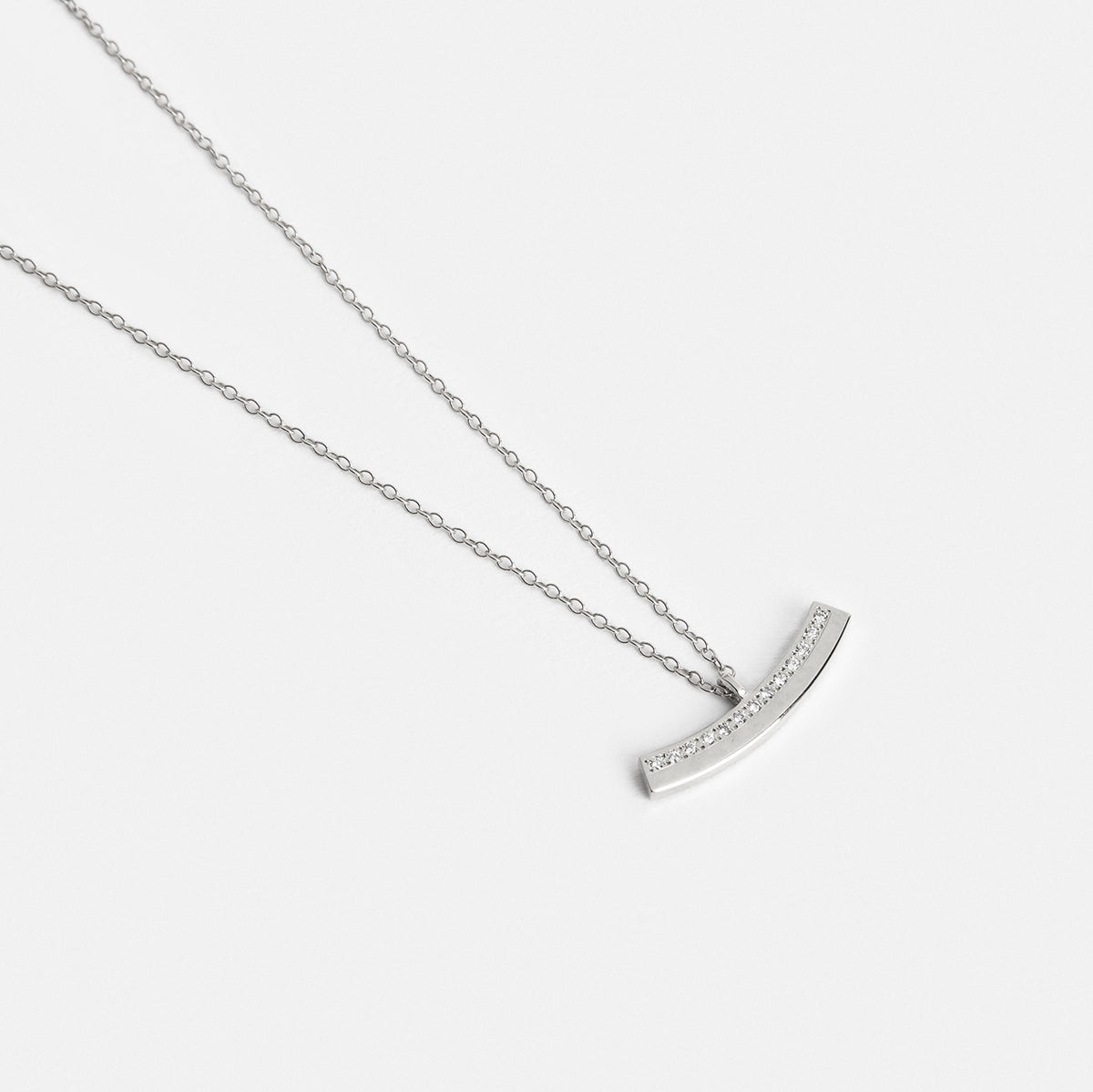 Era Alternative Necklace in 14k White Gold set with White Diamonds By SHW Fine Jewelry NYC