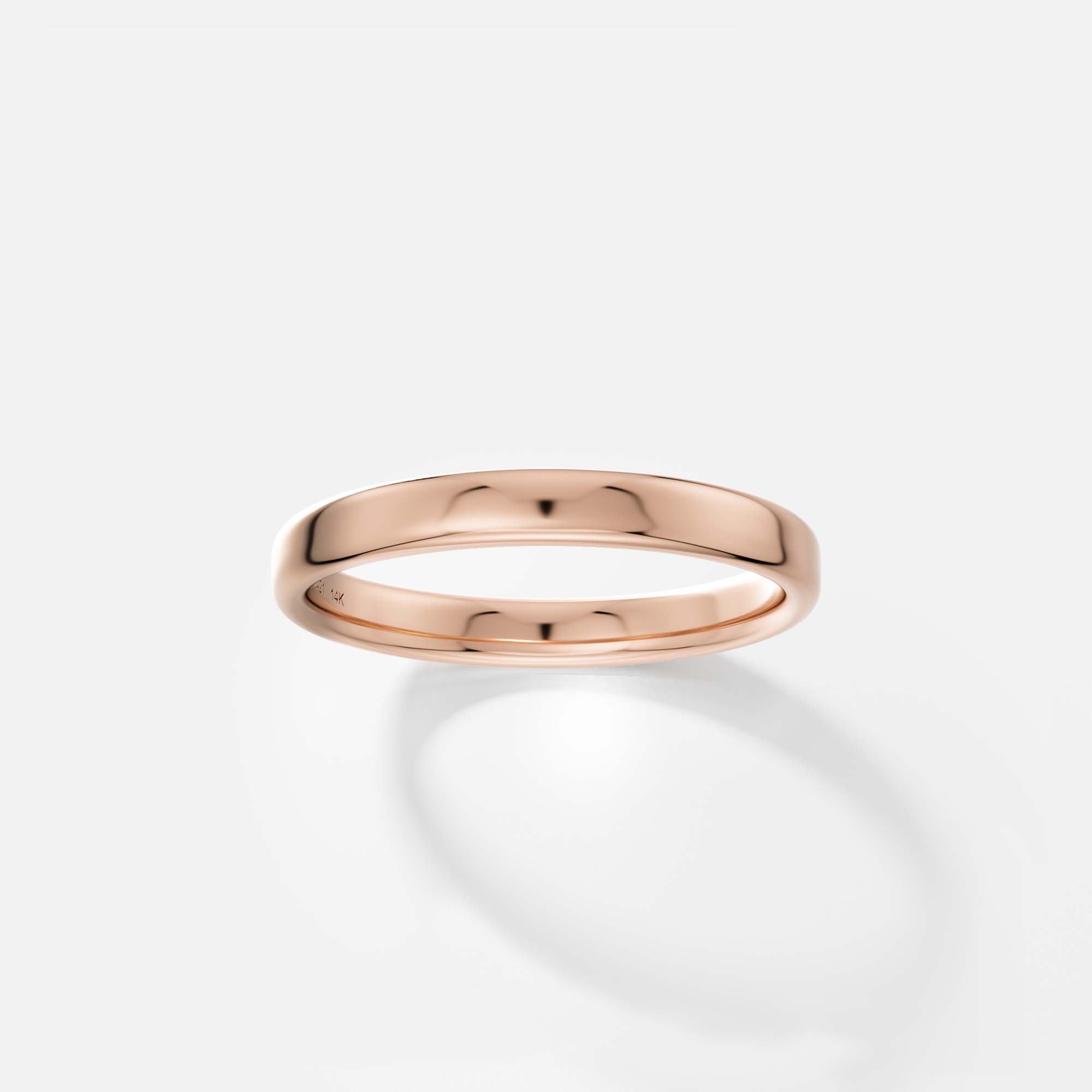 Traditional 3mm wide wedding band for men and women with softened edge and flat profile in 14k, 18k gold or platinum by SHW fine jewelry NYC