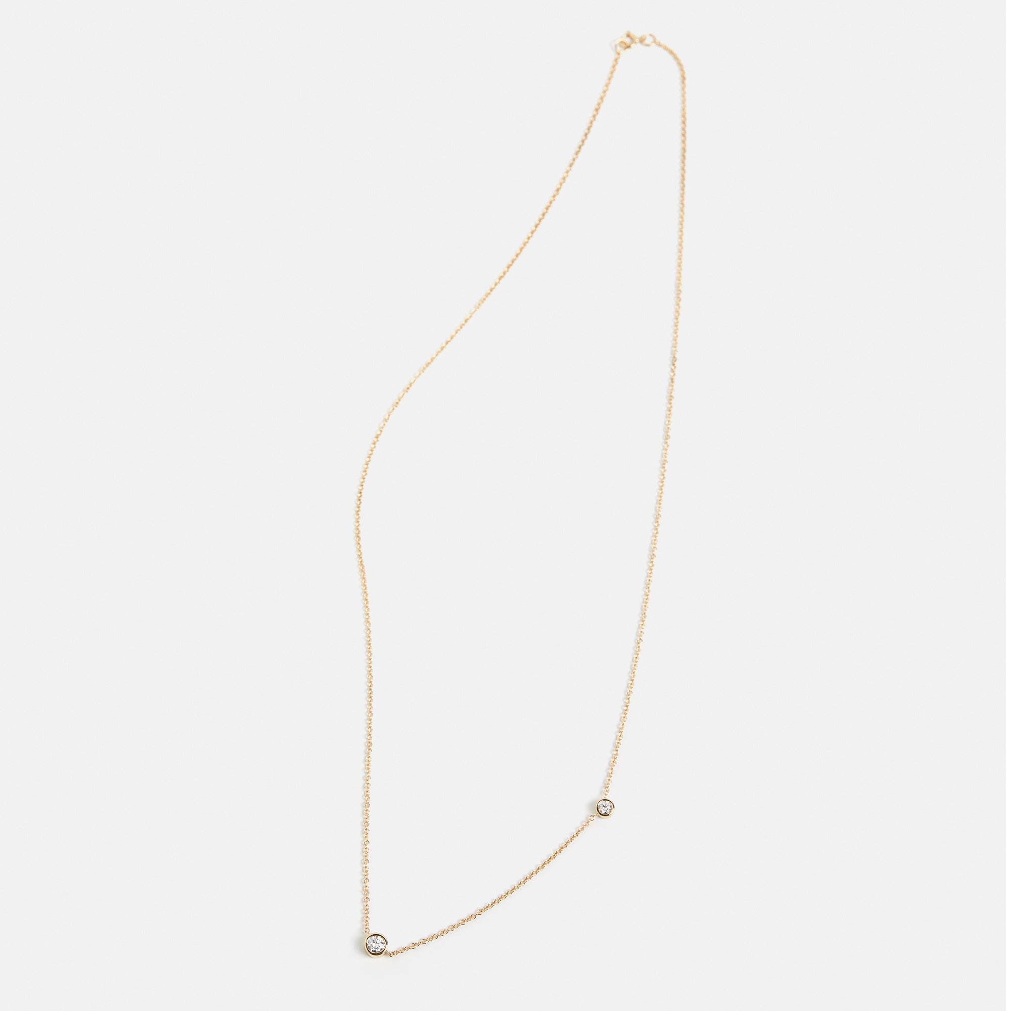 Designer necklace with dainty chain and lab grown white diamonds in solid 14k or 18k gold by SHW best fine jewelry store in downtown NYC