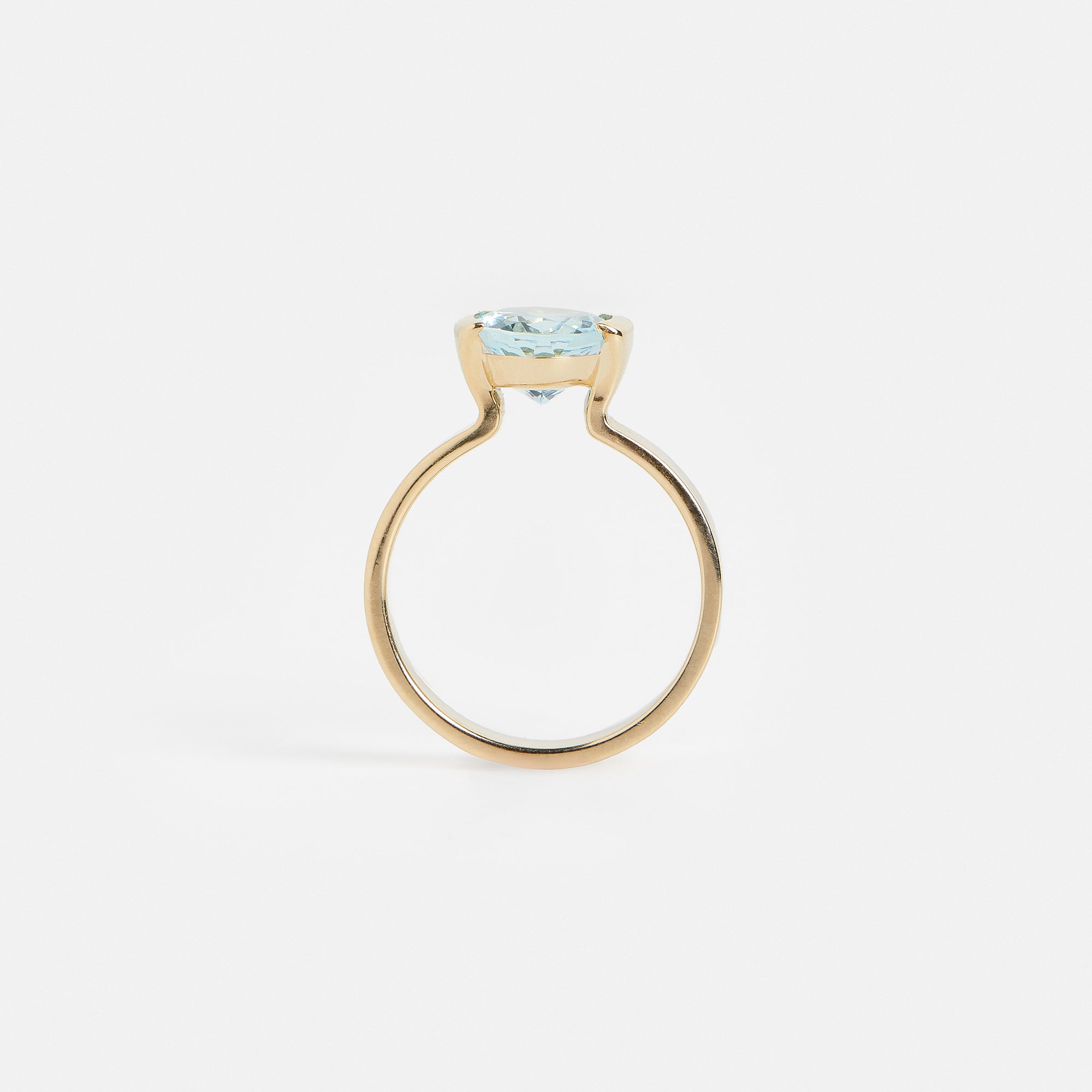 Simple Tension Set Half Bezel Engagement Ring with 2.00ct aquamarine gemstone in 14k yellow gold by SHW famous fine jewelry store in NYC