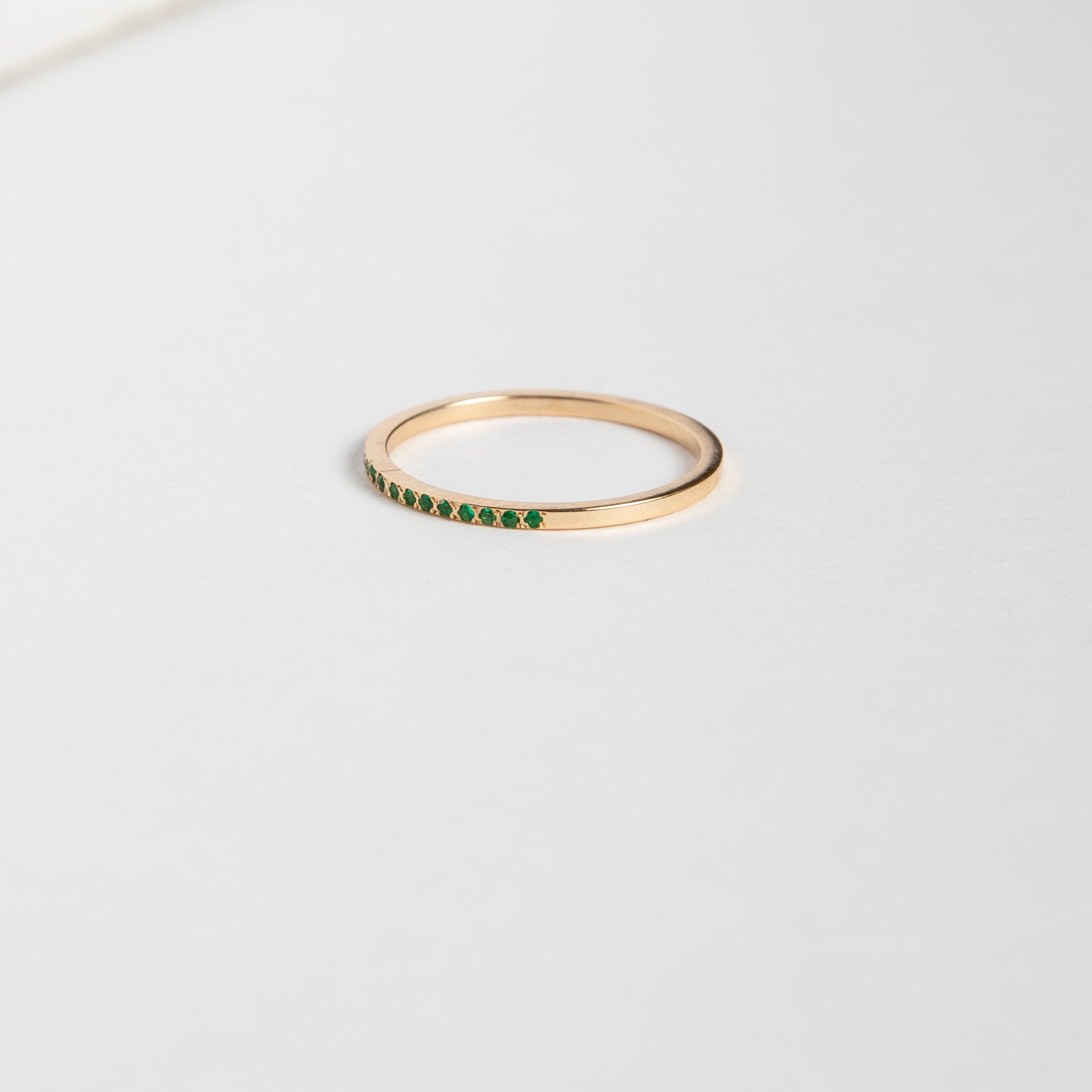Eile Thin Ring in 14k Yellow Gold set with with Emeralds