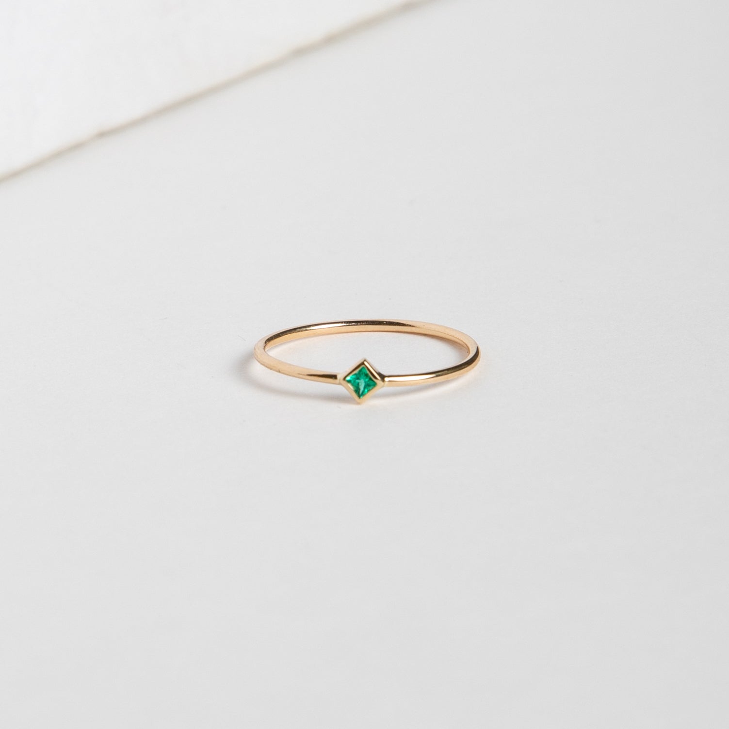 Small Ona Unisex Ring in 14k Gold set with Emeralds by SHW Fine Jewelry