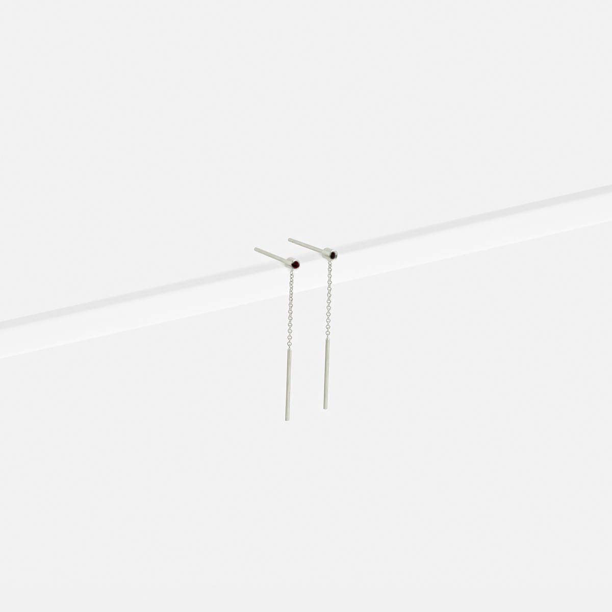 Viso Unisex Drop Earring in 14k White Gold set with Black Diamond By SHW Fine Jewelry NYC