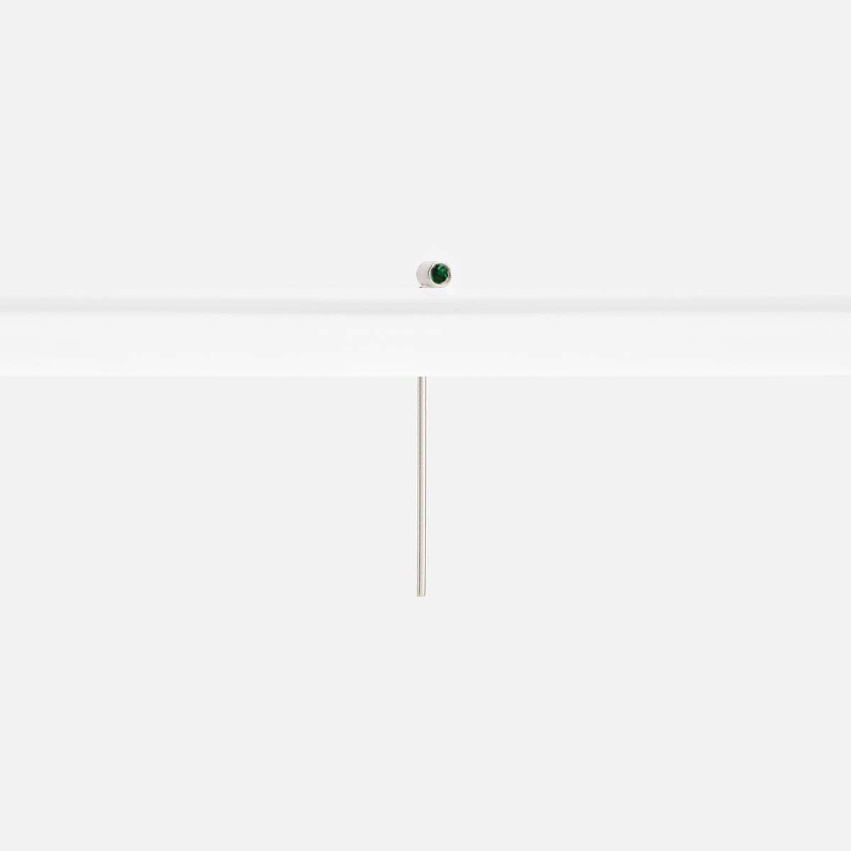Lini Short Unique Pull Through Earrings in 14k White Gold set with Emerald By SHW Fine Jewelry NYC