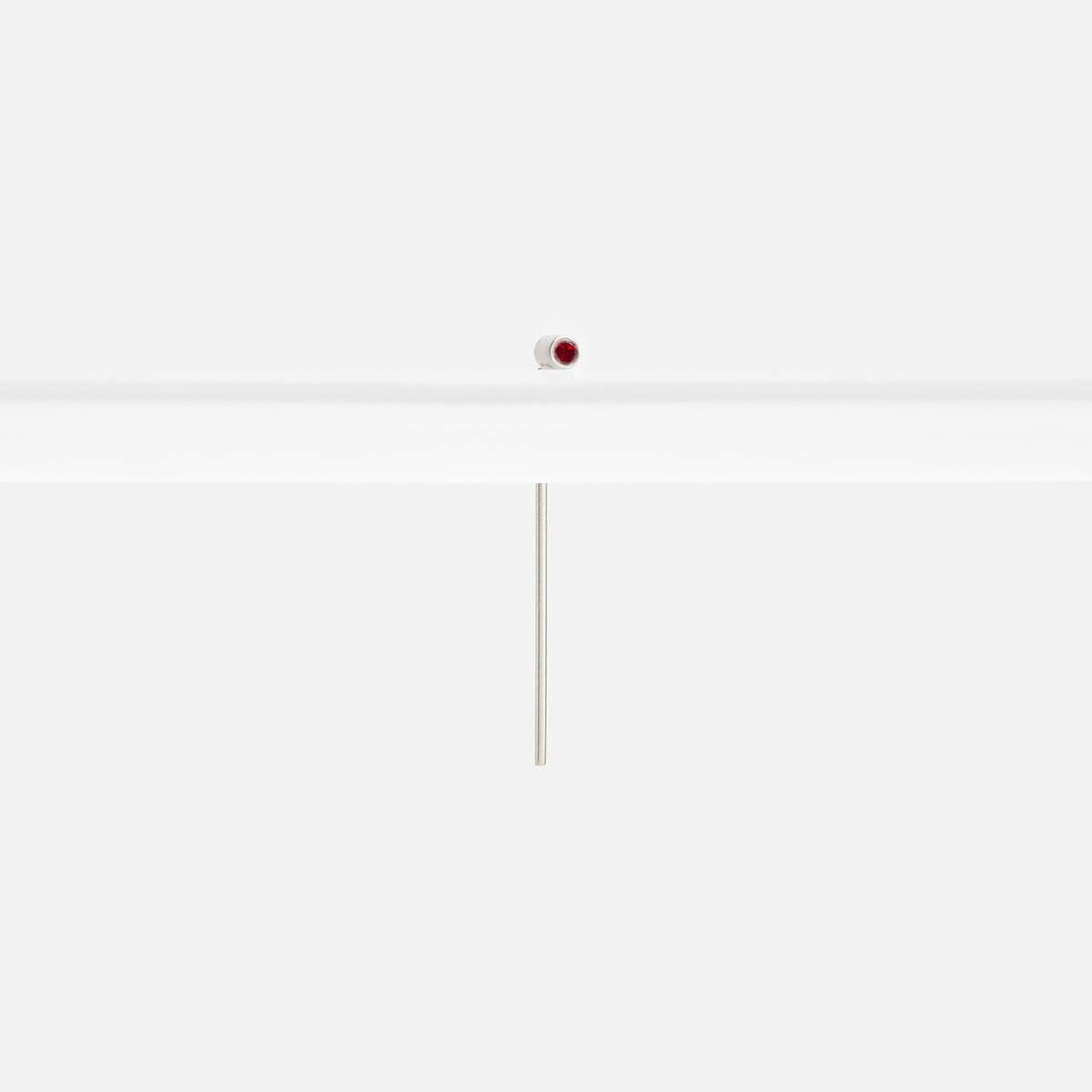 Lini Short Unique Pull Through Earrings in 14k White Gold set with Ruby By SHW Fine Jewelry NYC