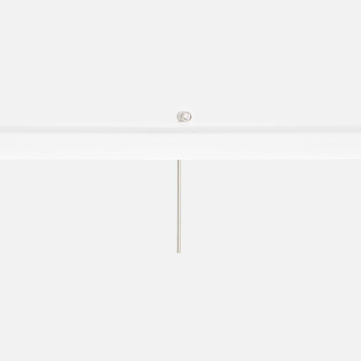 Lini Short Unique Pull Through Earrings in 14k White Gold set with White Diamond By SHW Fine Jewelry New York City