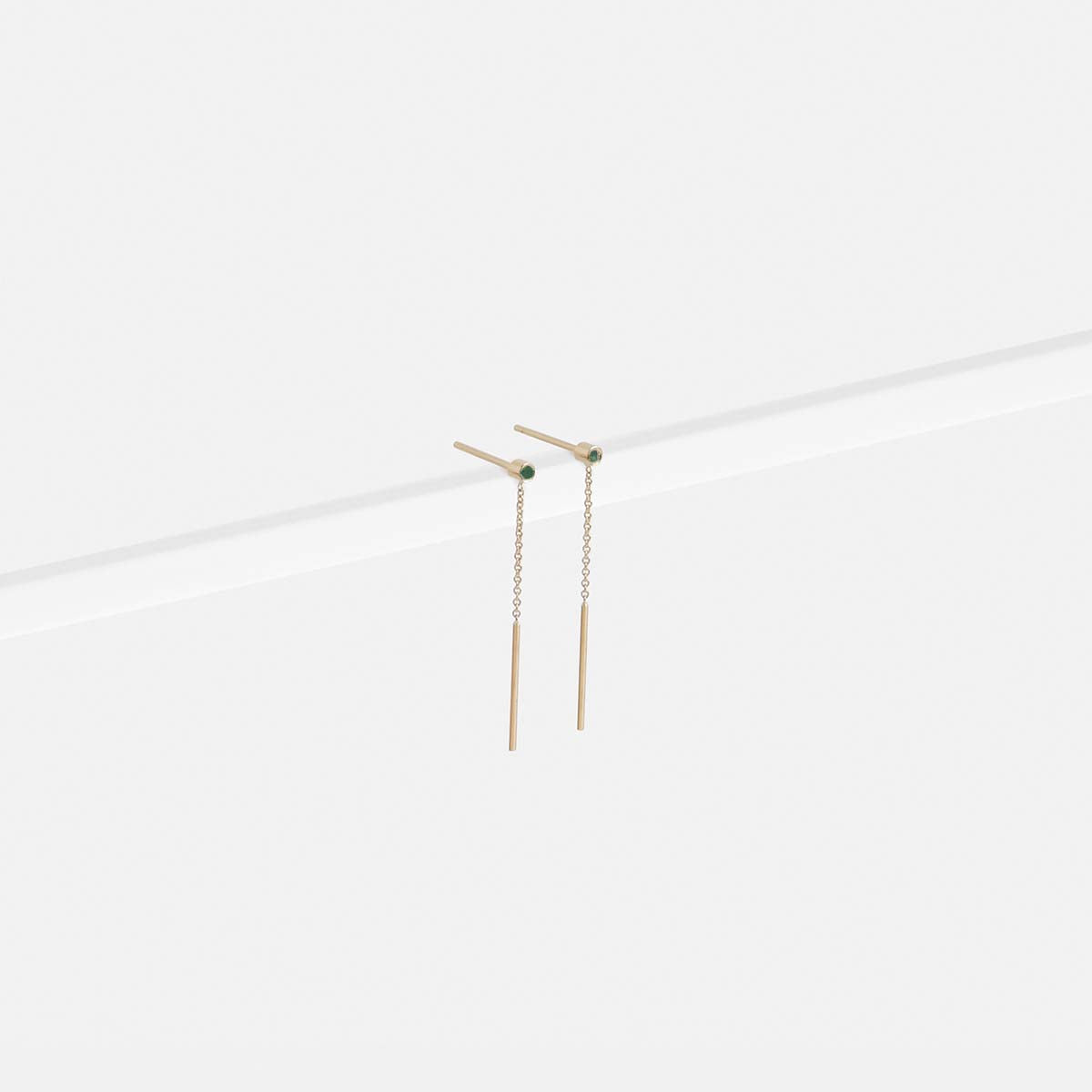Viso Handmade Drop Earrings in 14k Gold set with Emeralds By SHW Fine Jewelry NYC