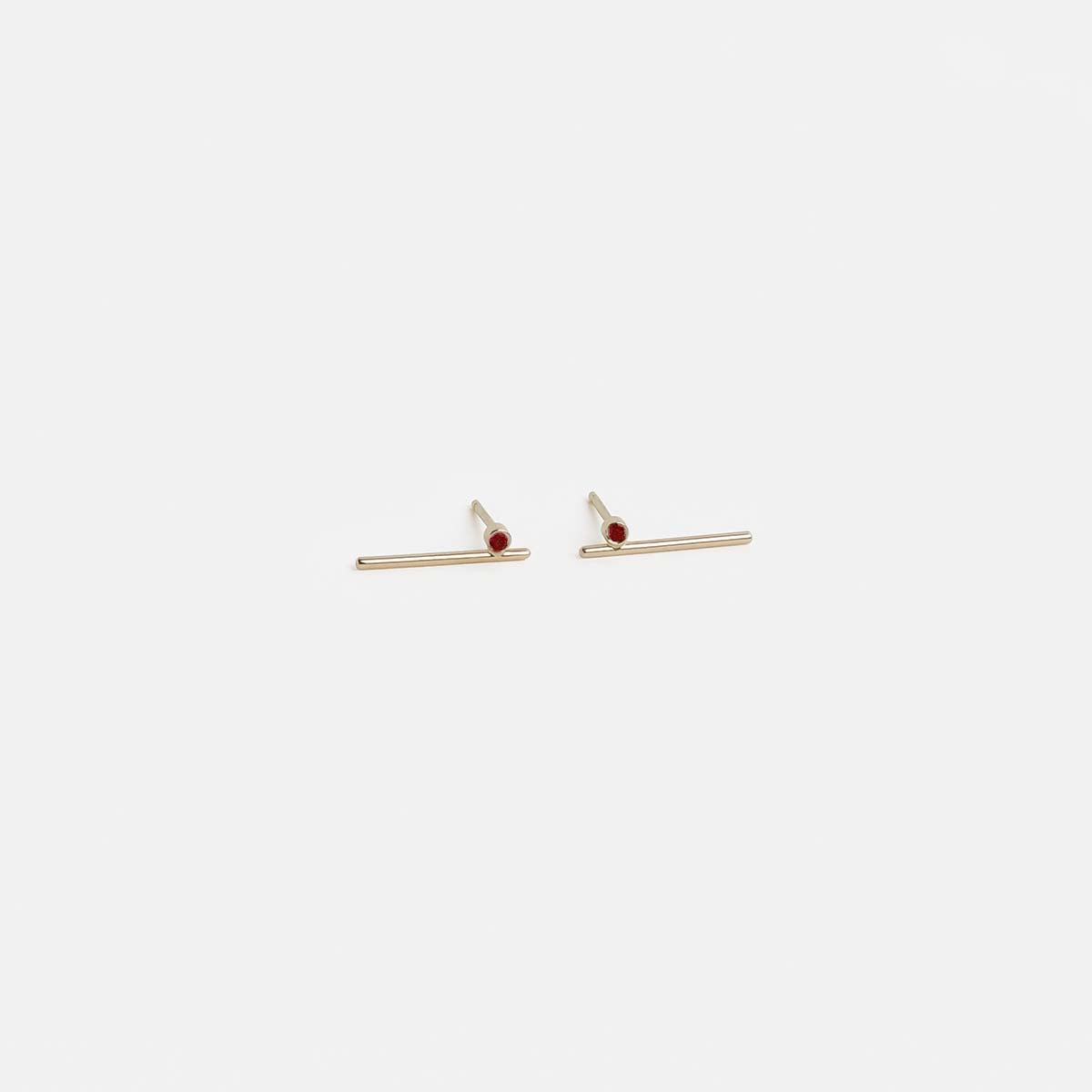 Livi Medium Alternative Studs in 14k Yellow Gold set with Rubies By SHW Fine Jewelry NYC