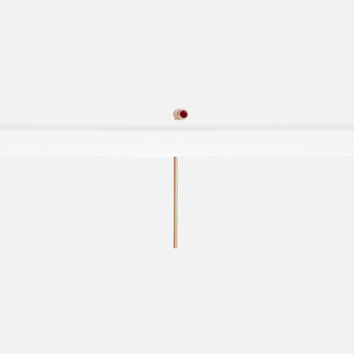 Lini Short Unique Pull Through Earrings in 14k Gold set with Rubies By SHW Fine Jewelry NYC