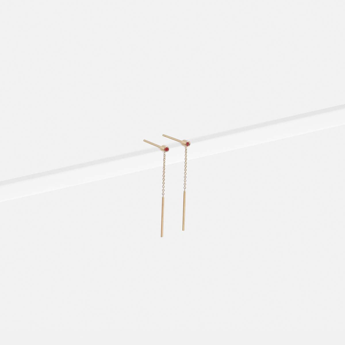 Viso Handmade Drop Earrings in 14k Gold set with Rubies By SHW Fine Jewelry NYC