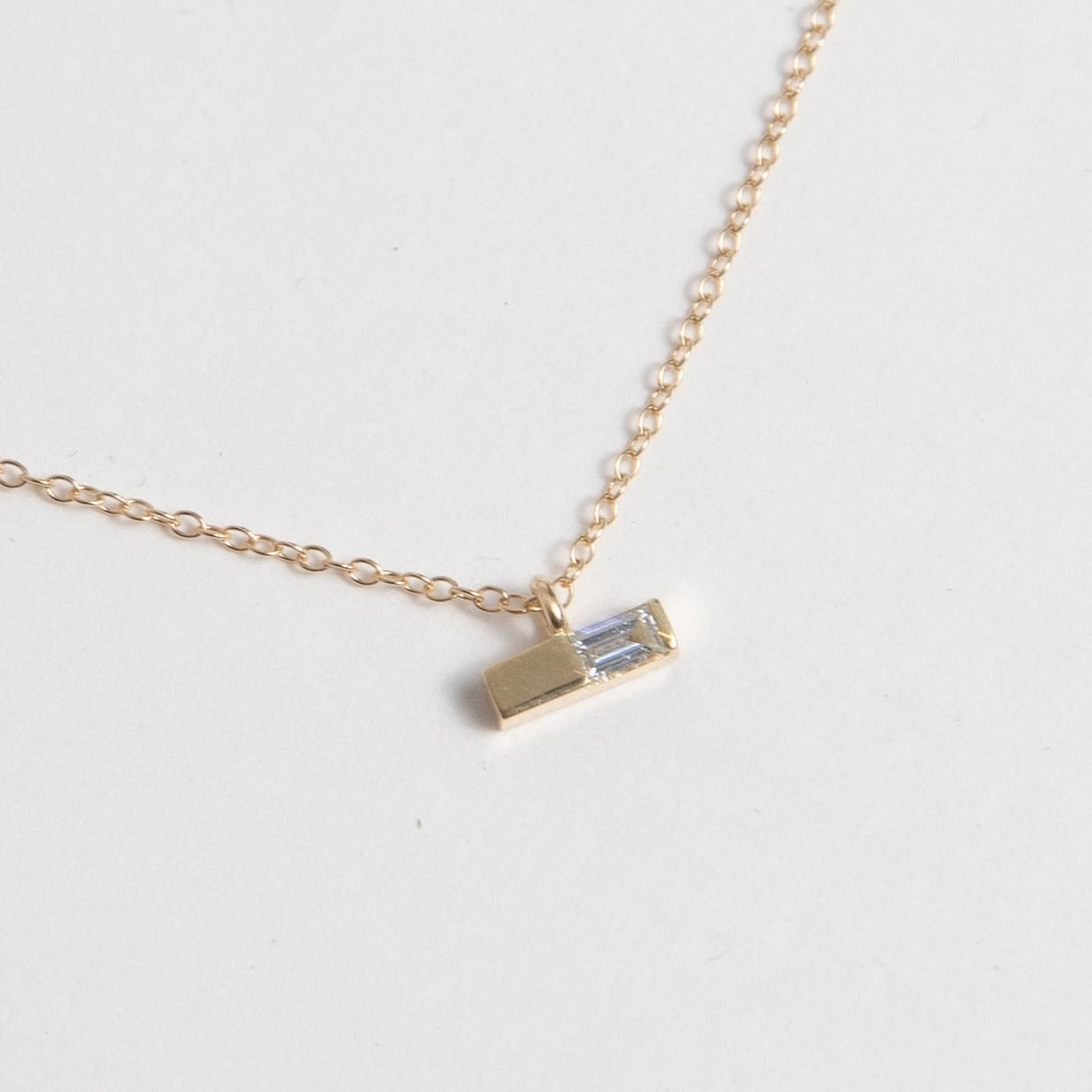 Gera Cool Necklace in 14k Gold set with Baguette Cut Diamond By SHW Fine Jewelry New York City
