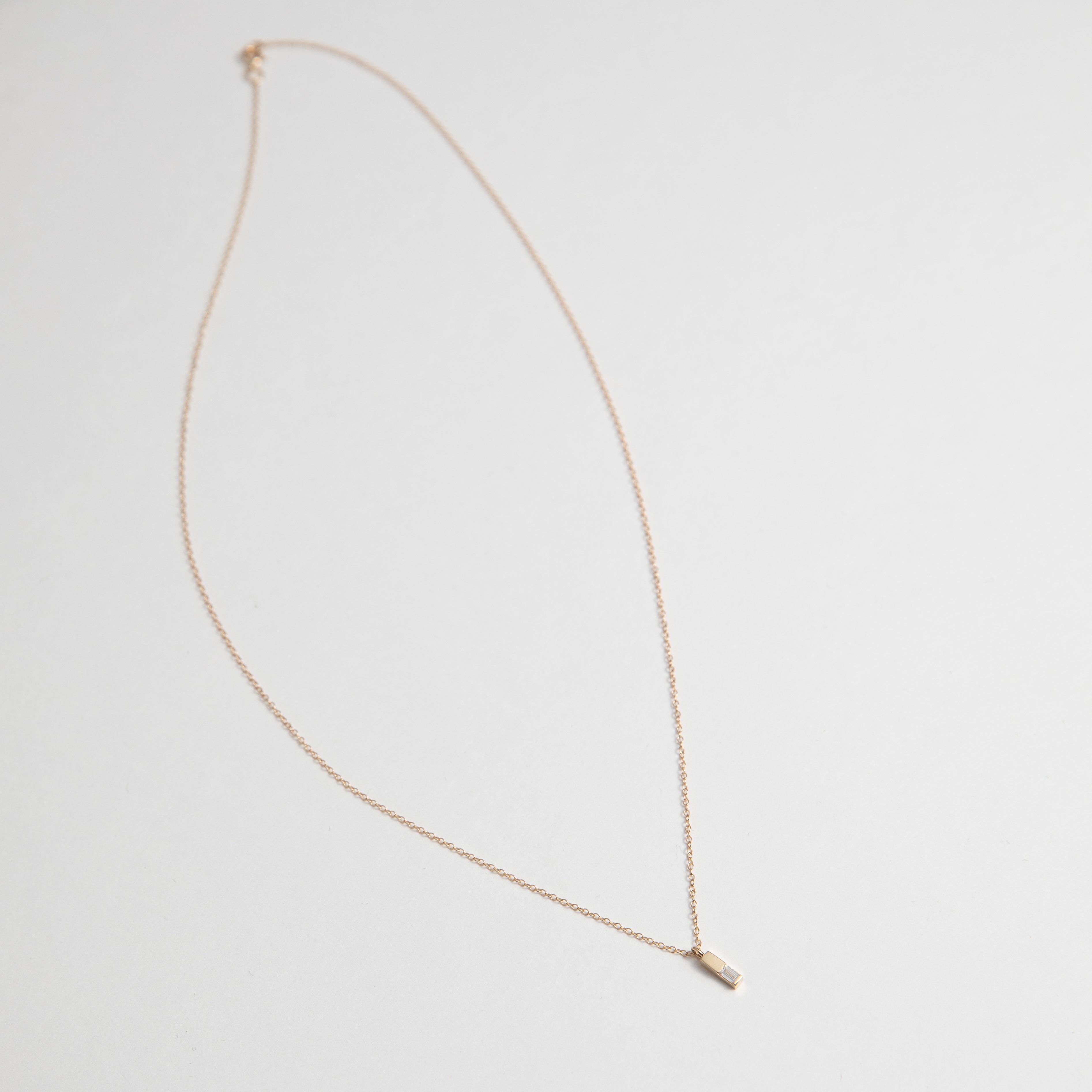 Geri Unique Necklace in 14 Karat Yellow Gold set with Baguette cut Diamond By SHW Fine Jewelry NYC