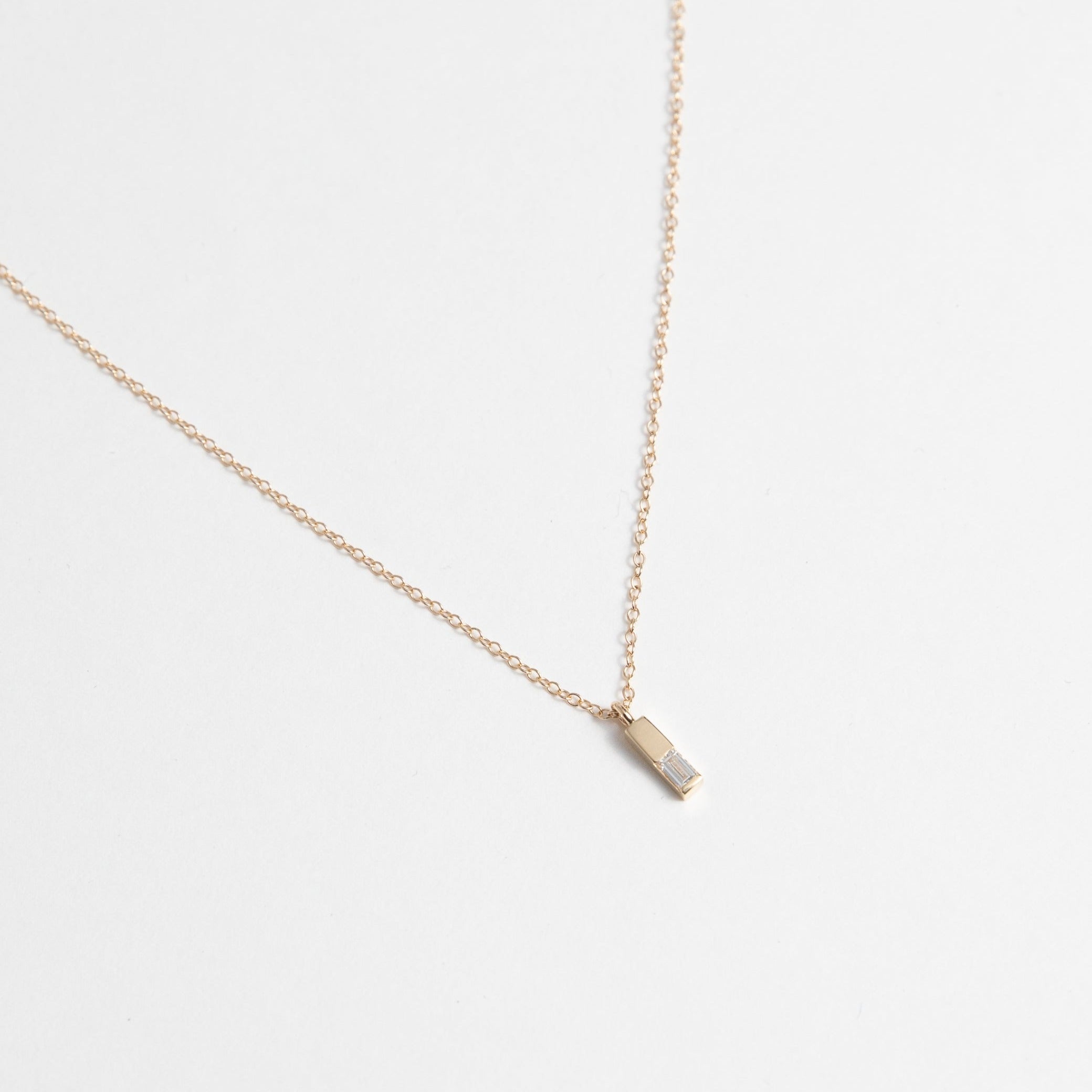 Geri Designer Necklace in 14k Gold set with Baguette cut Diamond By SHW Fine Jewelry NYC
