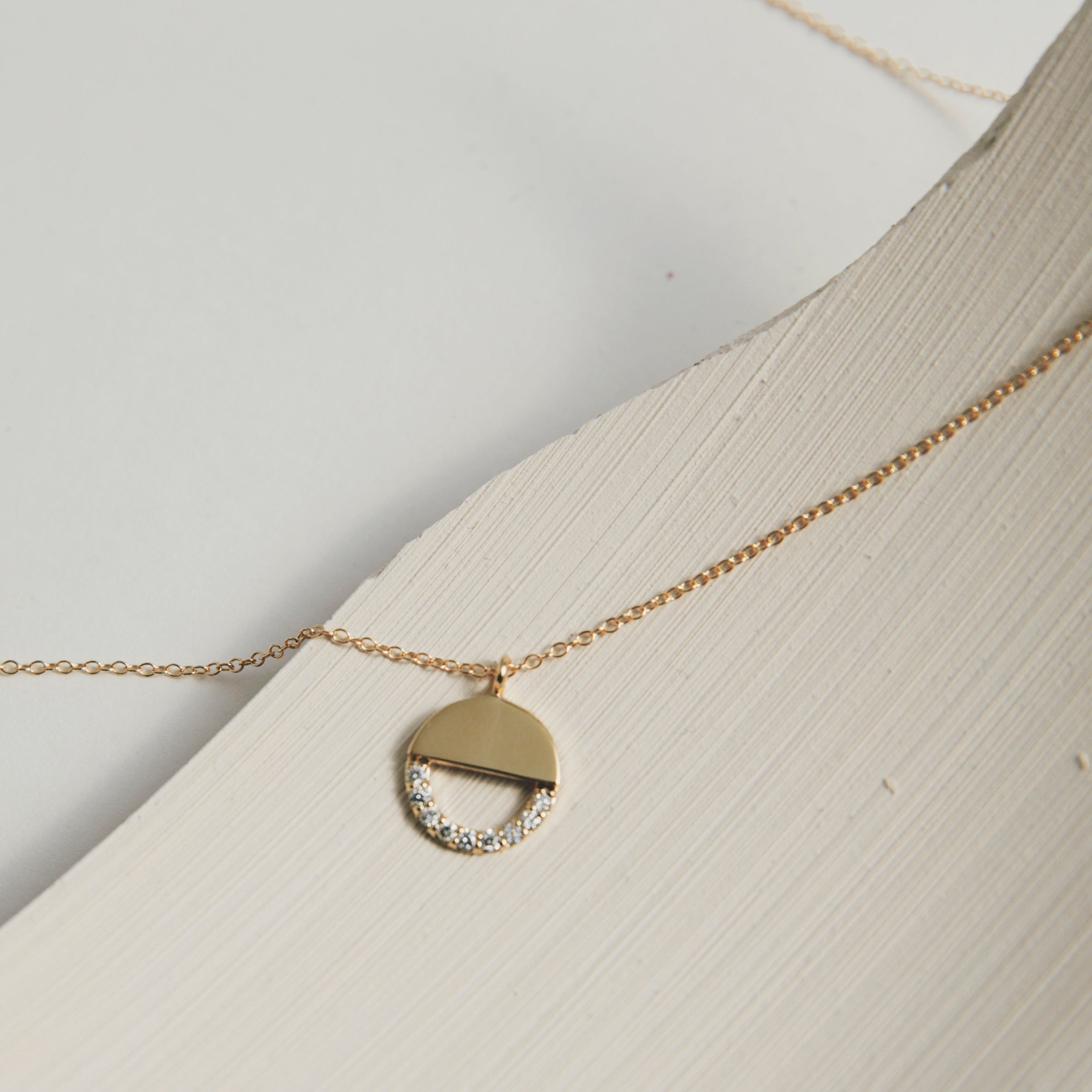 Vida Handmade Necklace in 14 karat Gold set with White Diamonds By SHW Fine Jewelry NYC