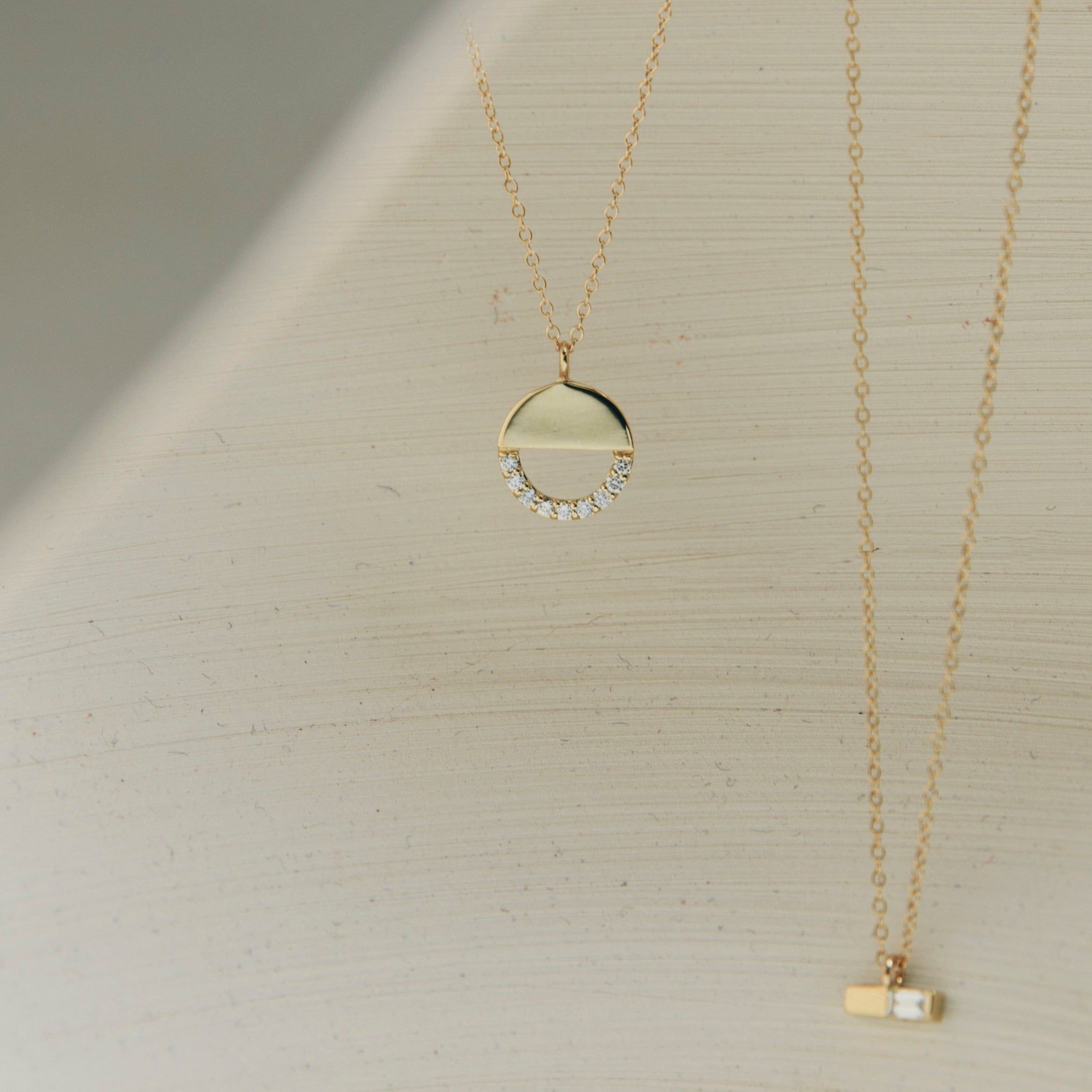 Vida Designer Necklace in 14k Gold set with White Diamonds By SHW Fine Jewelry NYC