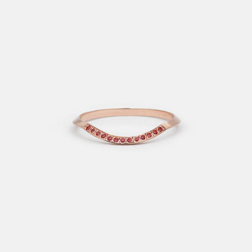 Arba Thin Ring in 14k Rose Gold set with Rubies By SHW Fine Jewelry New York City