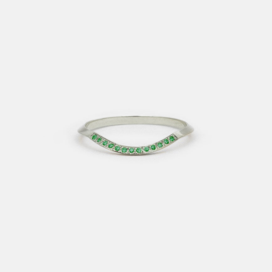 Arba Non-Traditional Ring in 14k  White Gold set with Emeralds By SHW Fine Jewelry NYC