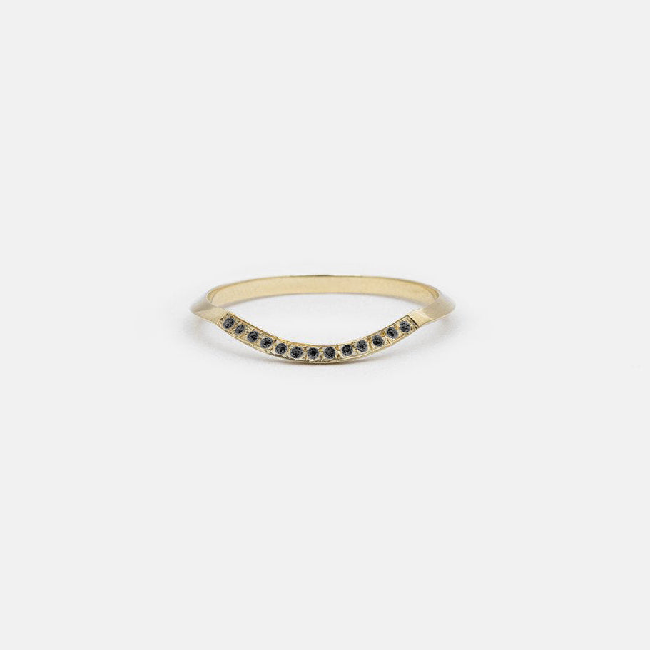 Arba Unique Ring in 14k Gold set with Black Diamonds By SHW Fine Jewelry NYC