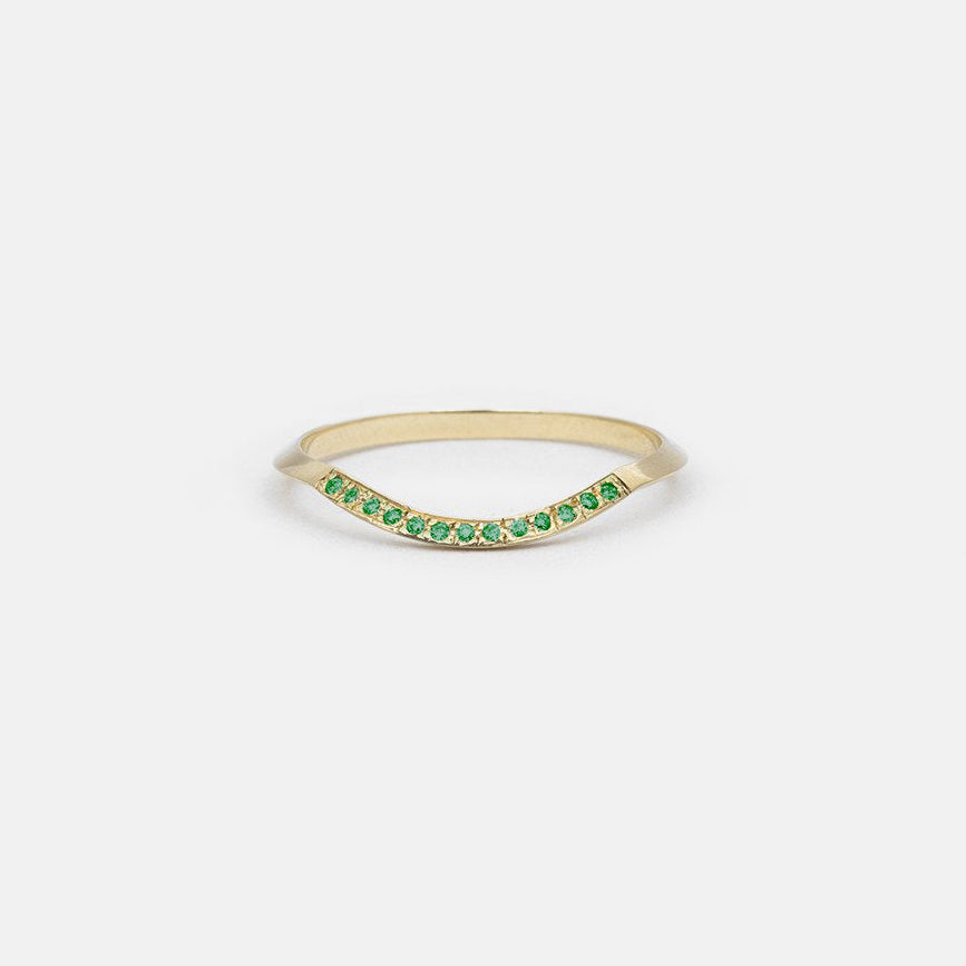 Arba Unique Ring in 14k Gold set with Emeralds By SHW Fine Jewelry NYC