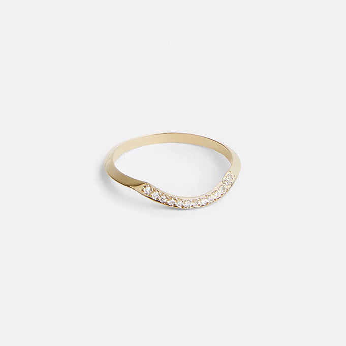 Arba Designer Ring in 14k Gold set with White Diamonds By SHW Fine Jewelry NYC