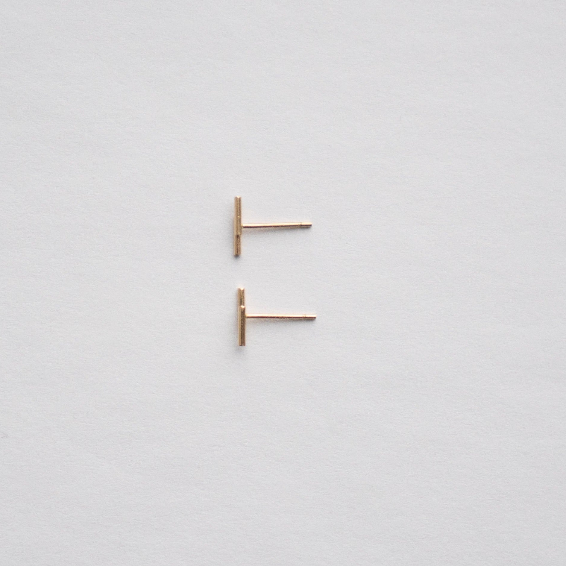 Designer Billy Stud Earrings in 14k yellow gold lightning bolt bar stud earrings by SHW Jewelry New York City