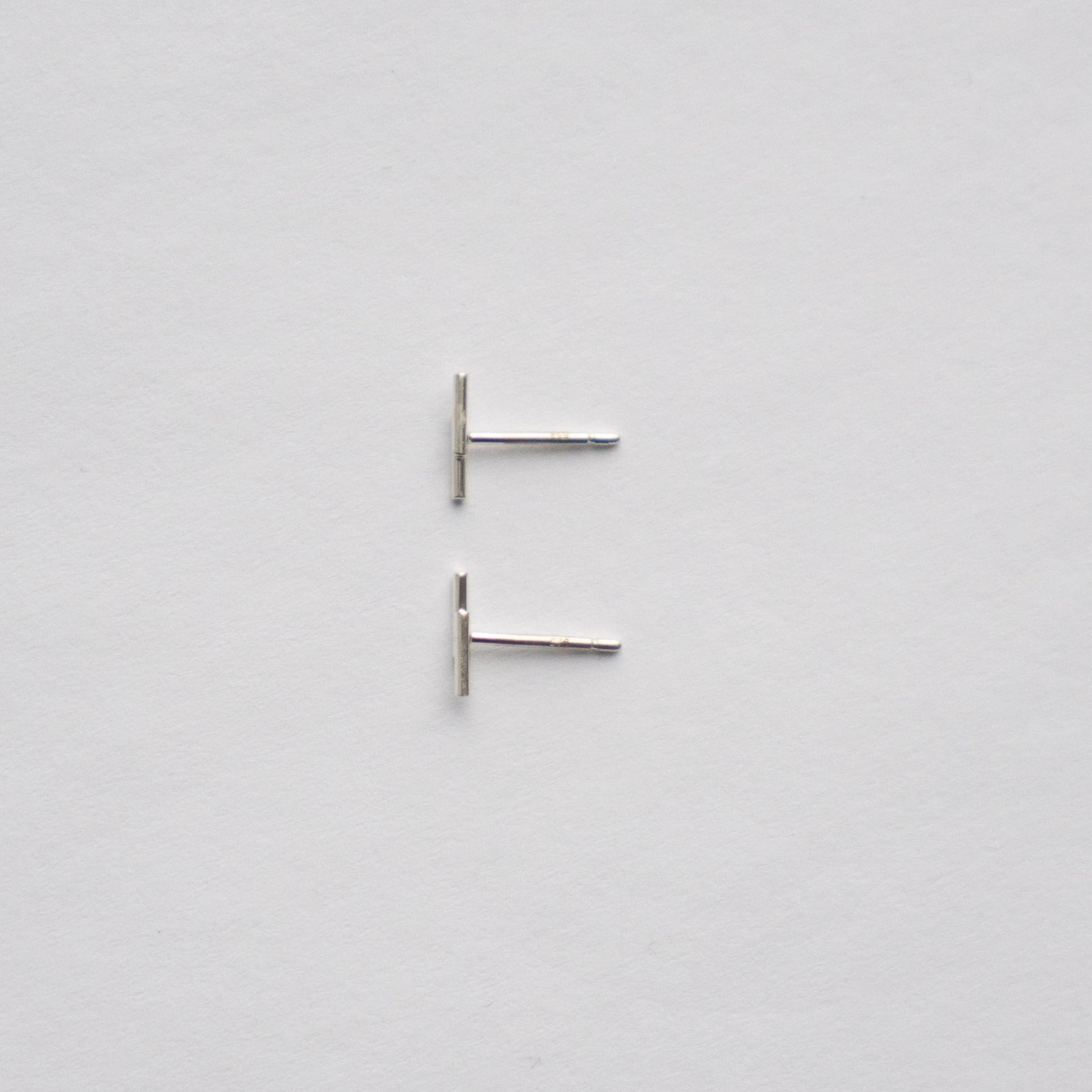 Minimalist Billy Stud Sterling silver lightning bolt bar stud earrings by SHW Jewelry NYC