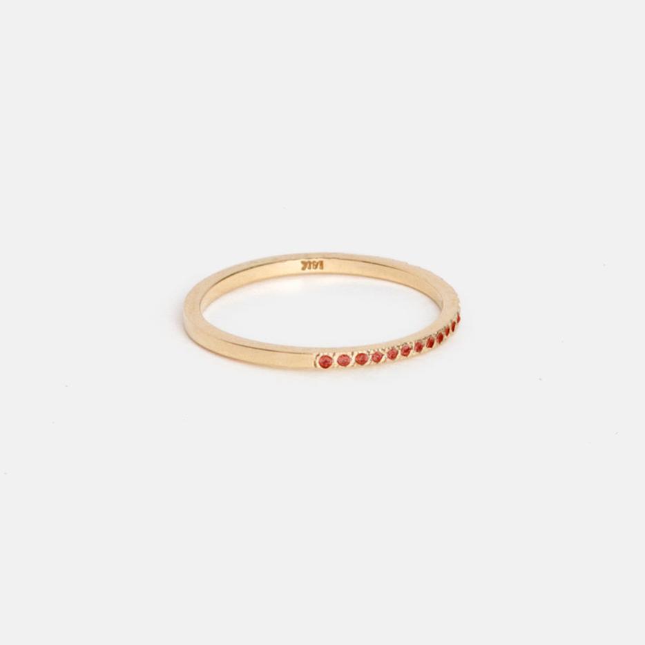Unique Pave White Diamond Thinner Engagement Band with Flat profile in Solid 14, 18 karat gold by SHW famous fine jewelry shop in NYC