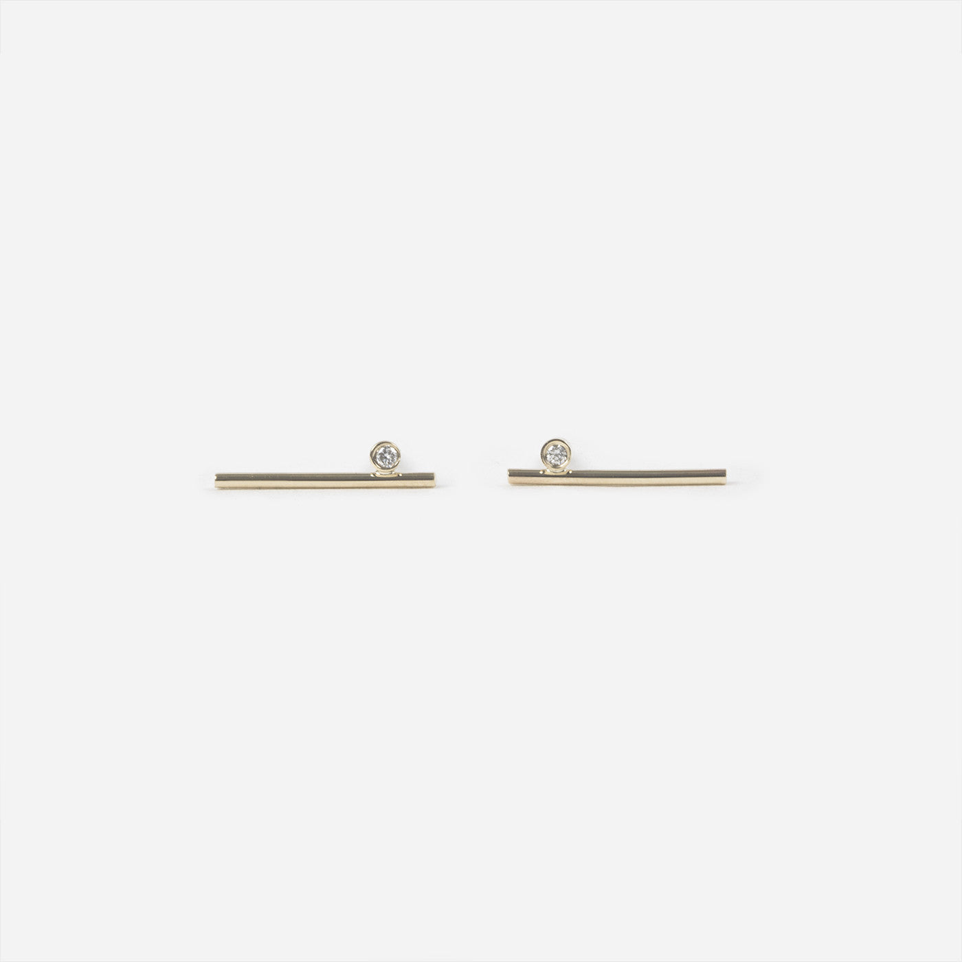 Livi Medium Cool Studs in 14k Yellow Gold set with White Diamonds By SHW Fine Jewelry NYC